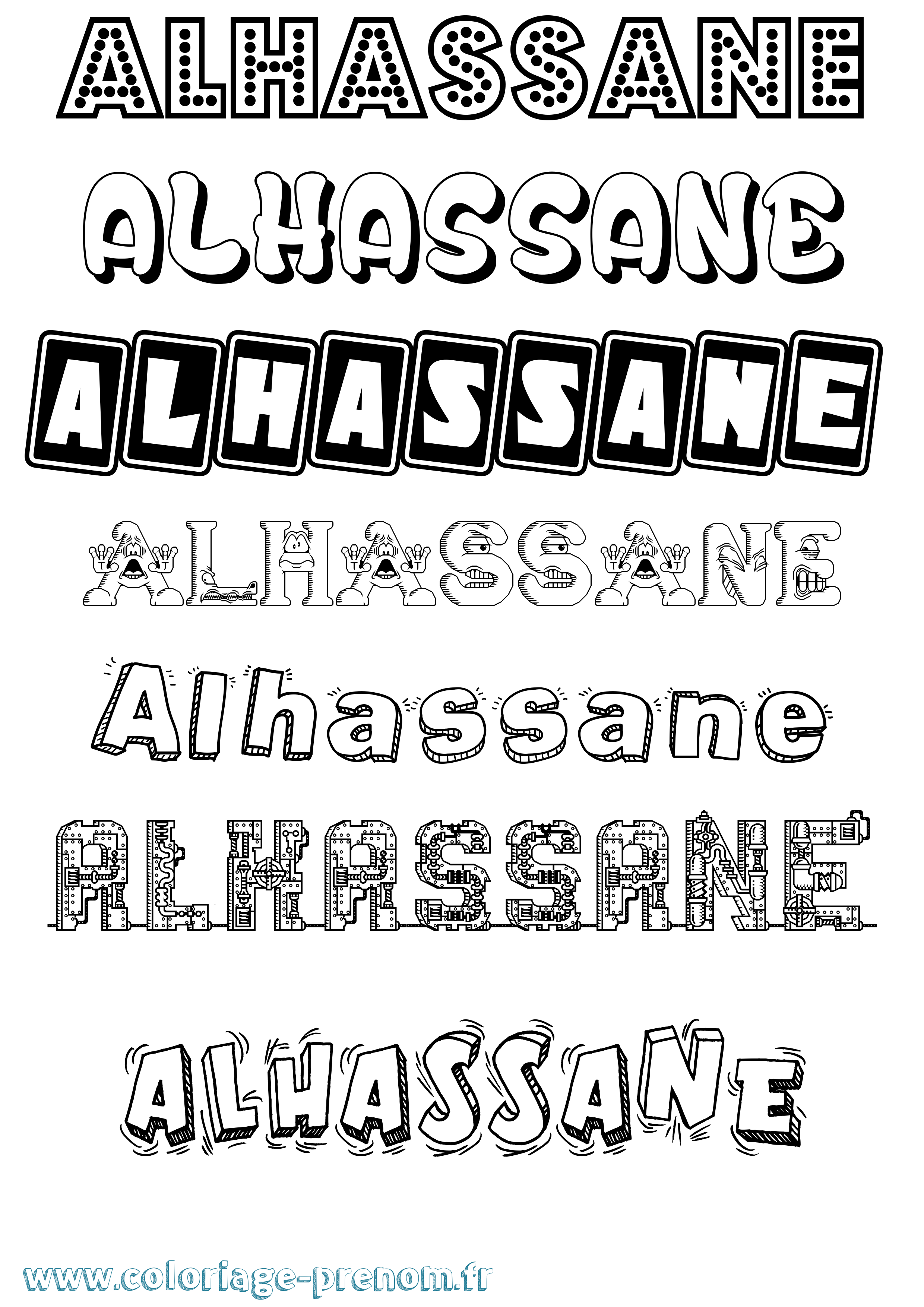Coloriage Alhassane Fun Coloriage prénom Alhassane Fun