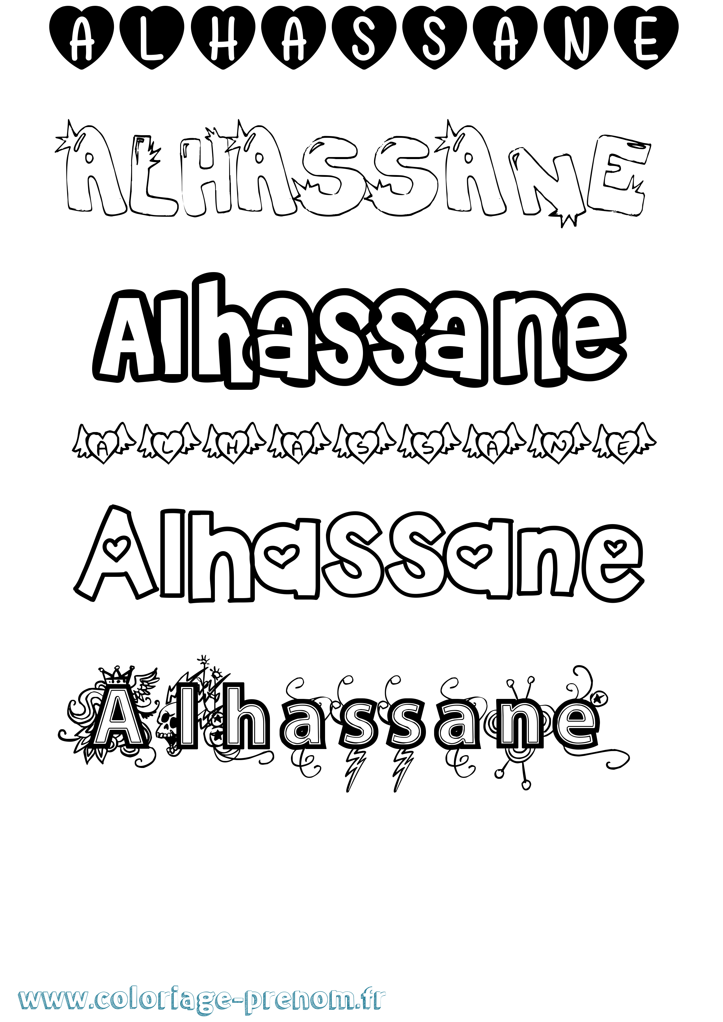 Coloriage Alhassane Girly Coloriage prénom Alhassane Girly