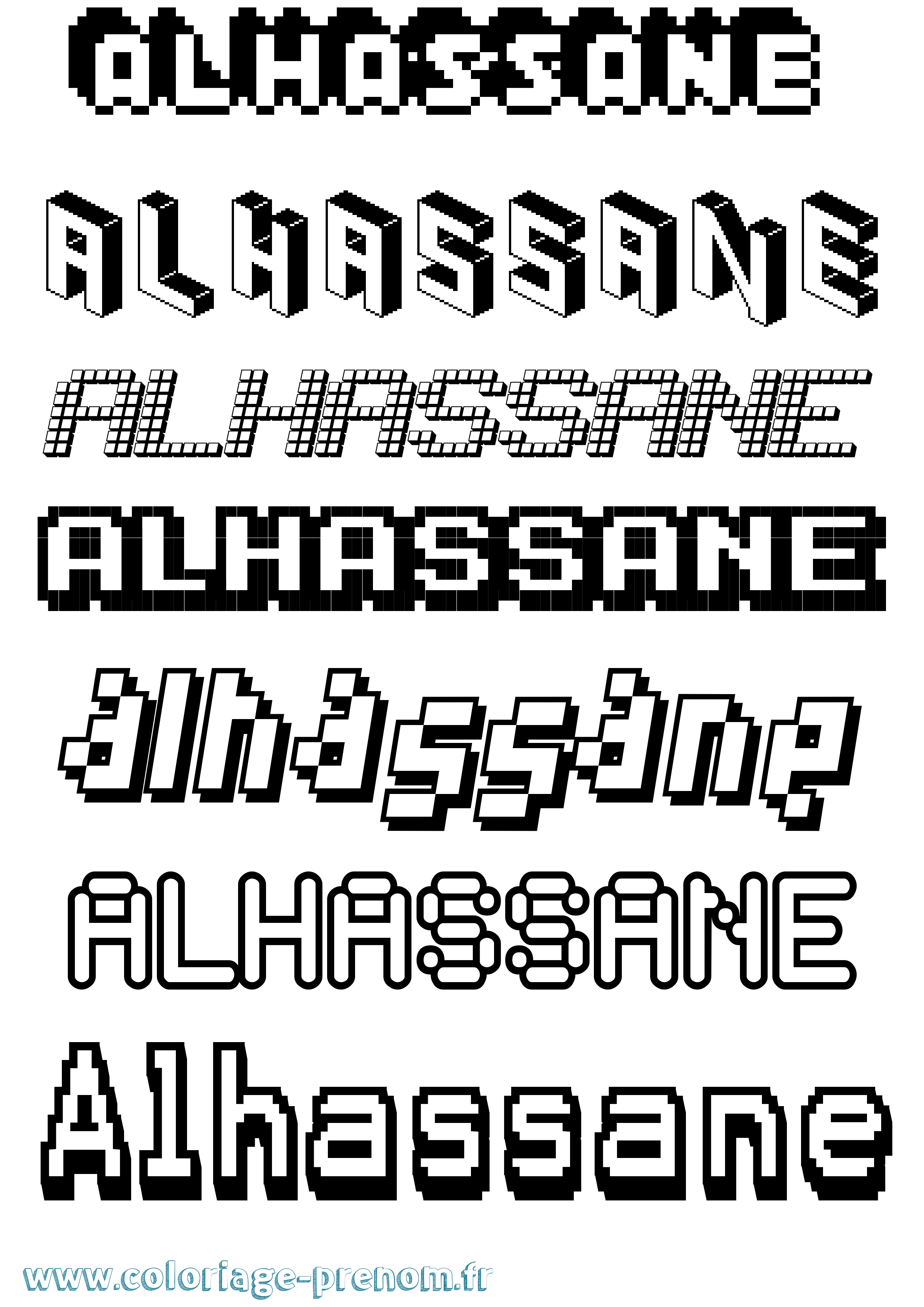 Coloriage Alhassane Pixel Coloriage prénom Alhassane Pixel