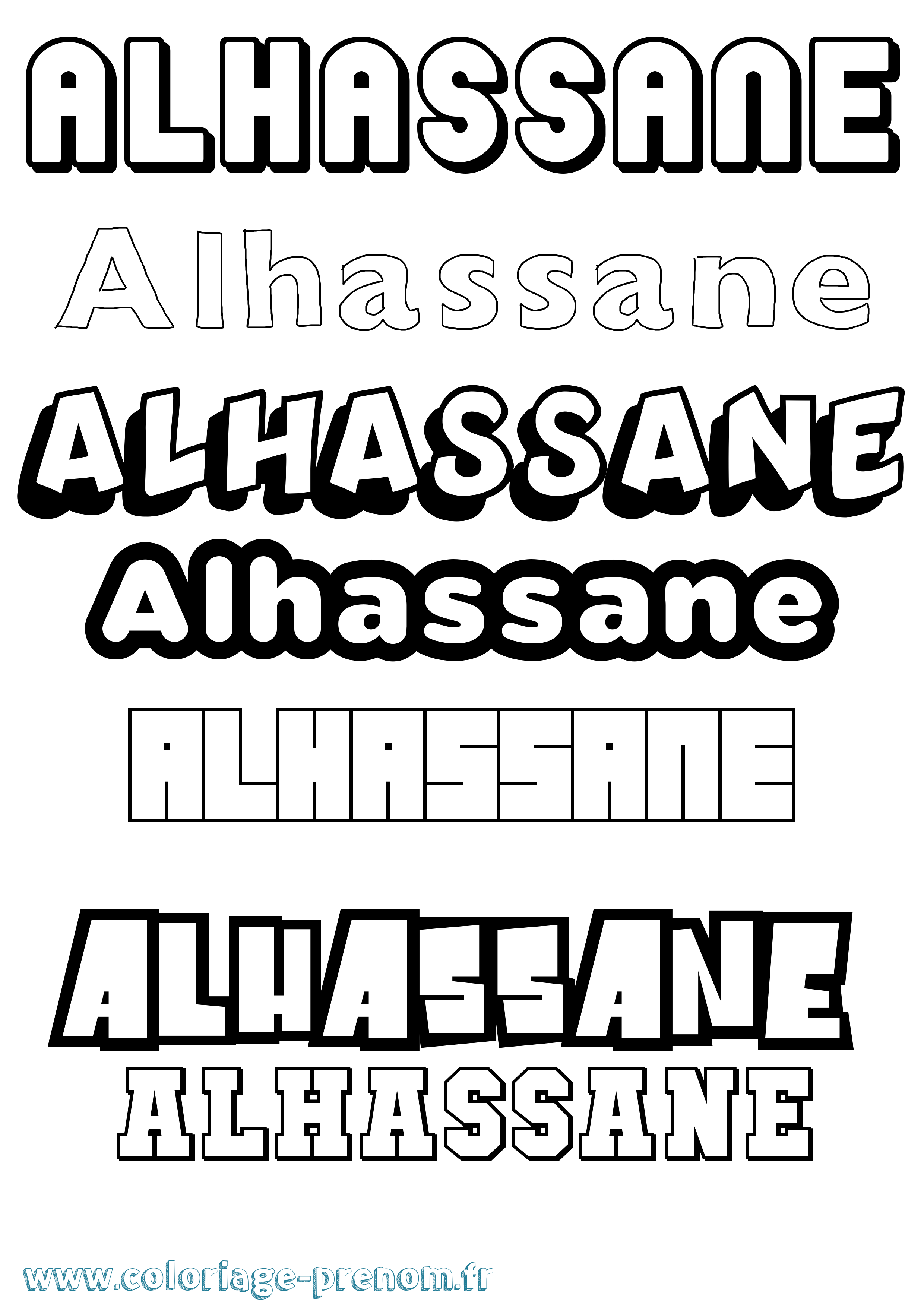 Coloriage Alhassane Simple Coloriage prénom Alhassane Simple