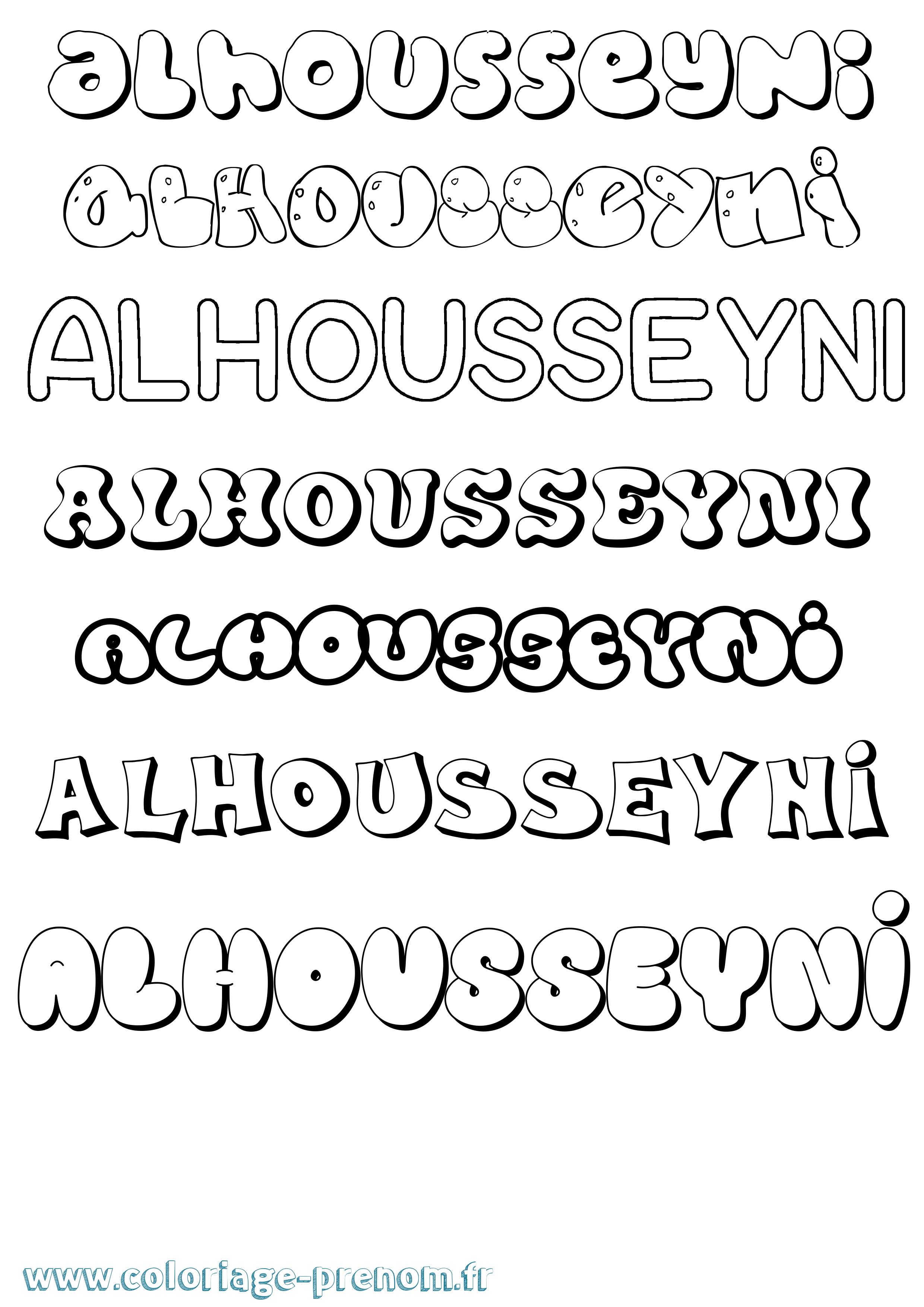 Coloriage Alhousseyni Bubble Coloriage prénom Alhousseyni Bubble