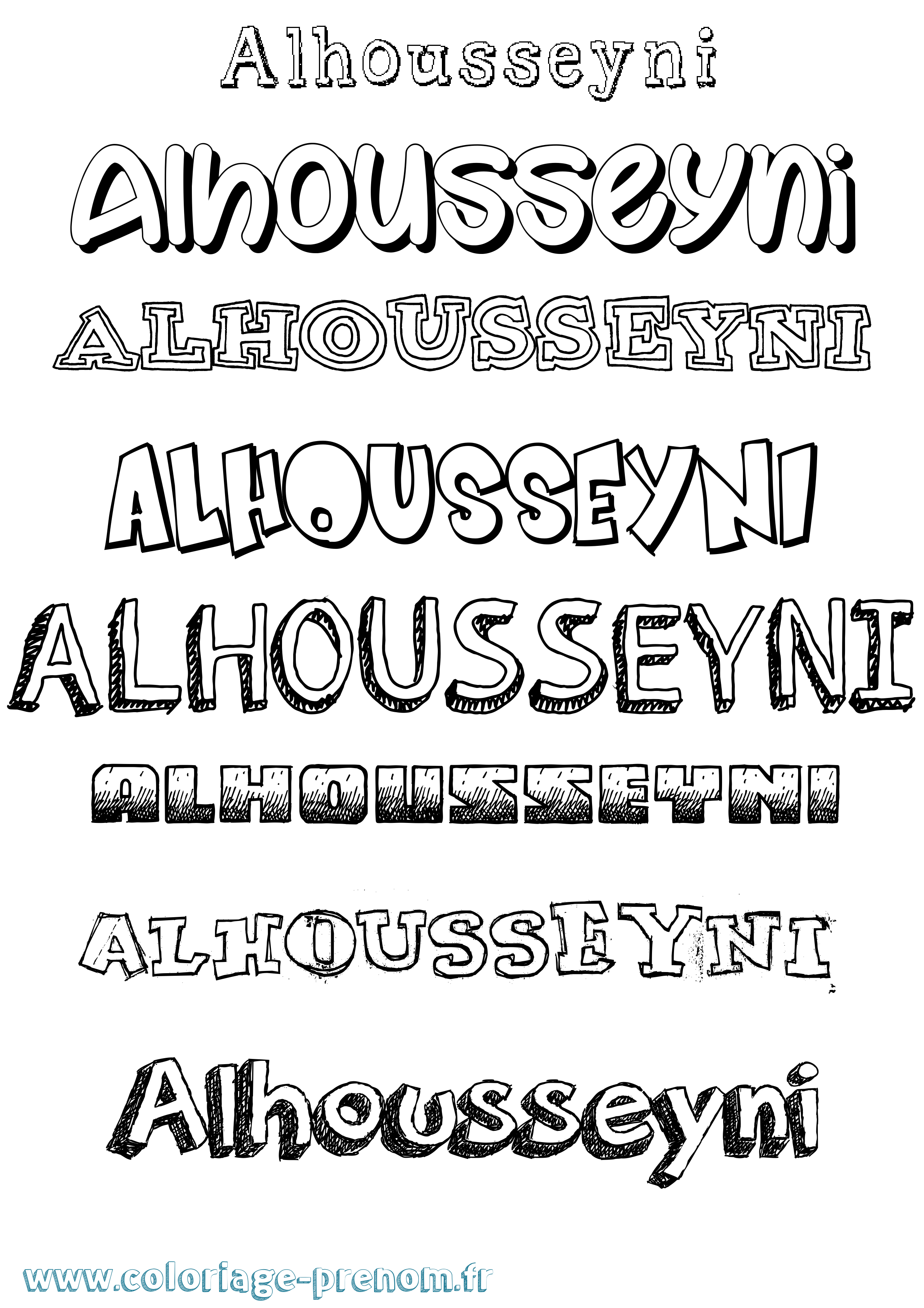 Coloriage Alhousseyni Dessiné Coloriage prénom Alhousseyni Dessiné