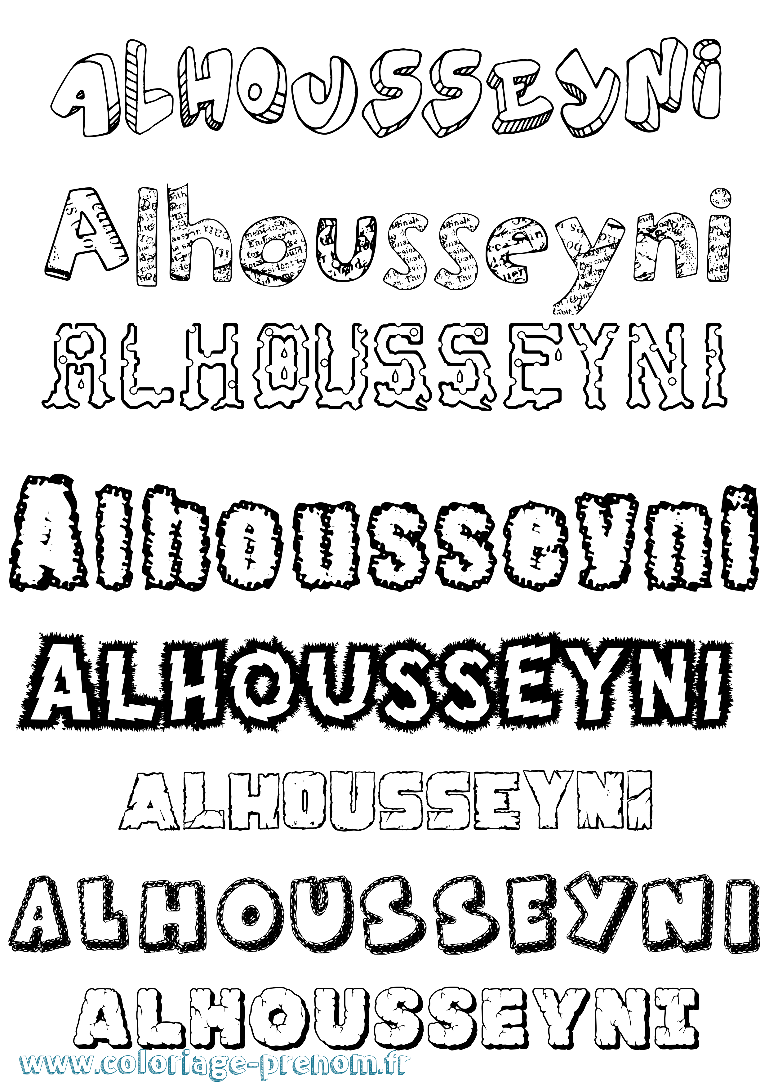 Coloriage Alhousseyni Destructuré Coloriage prénom Alhousseyni Destructuré
