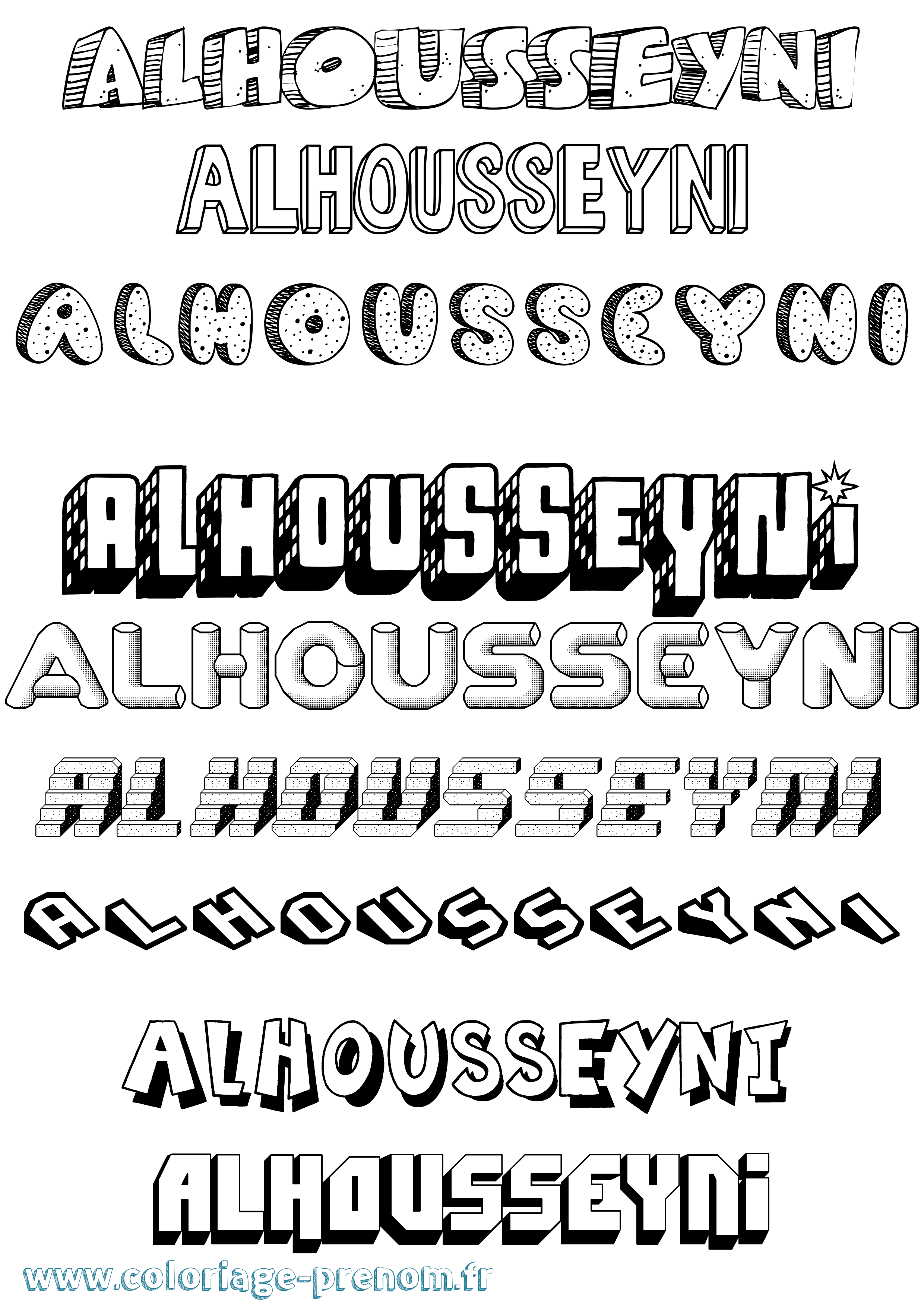 Coloriage Alhousseyni Effet 3D Coloriage prénom Alhousseyni Effet 3D