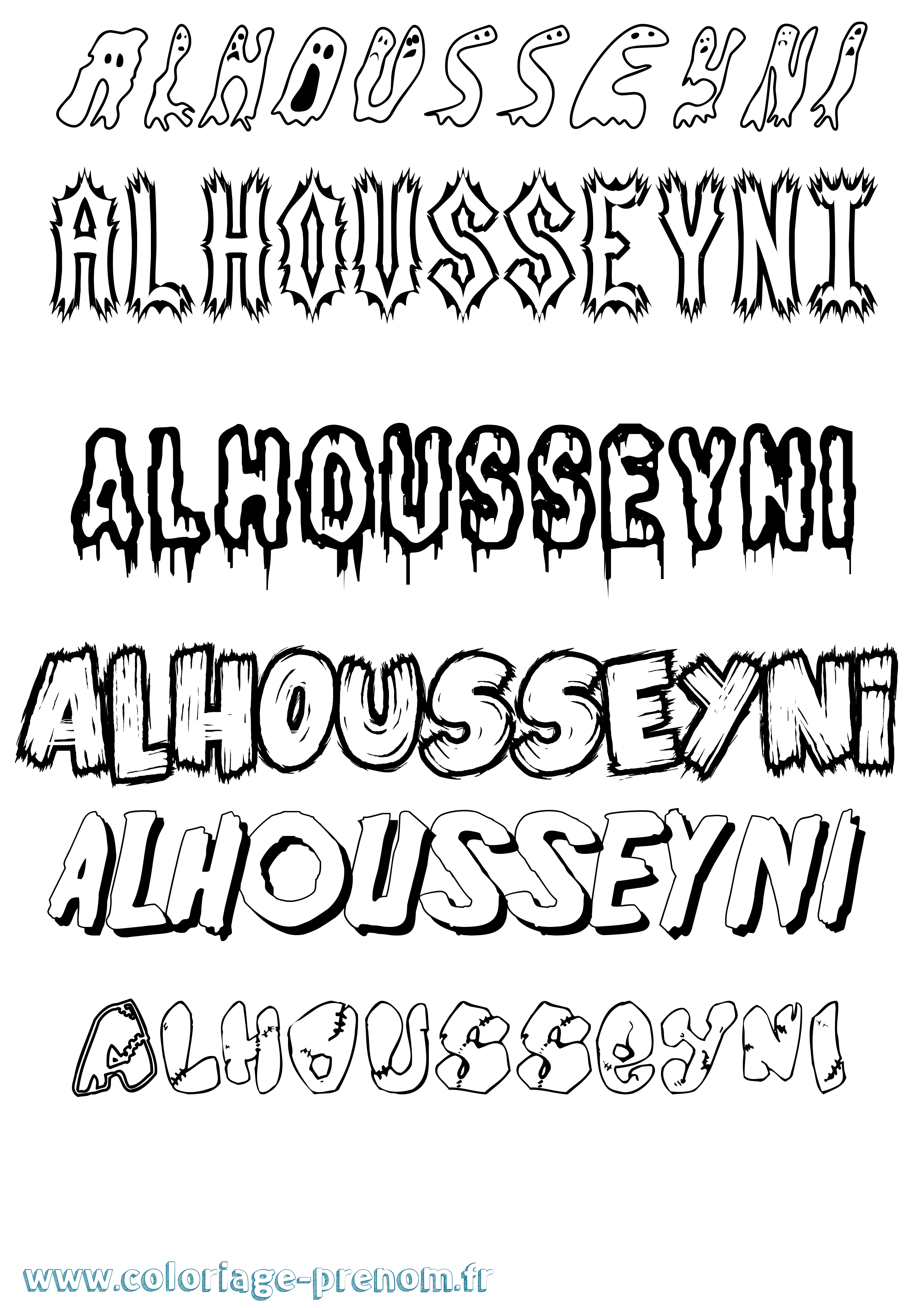 Coloriage Alhousseyni Frisson Coloriage prénom Alhousseyni Frisson