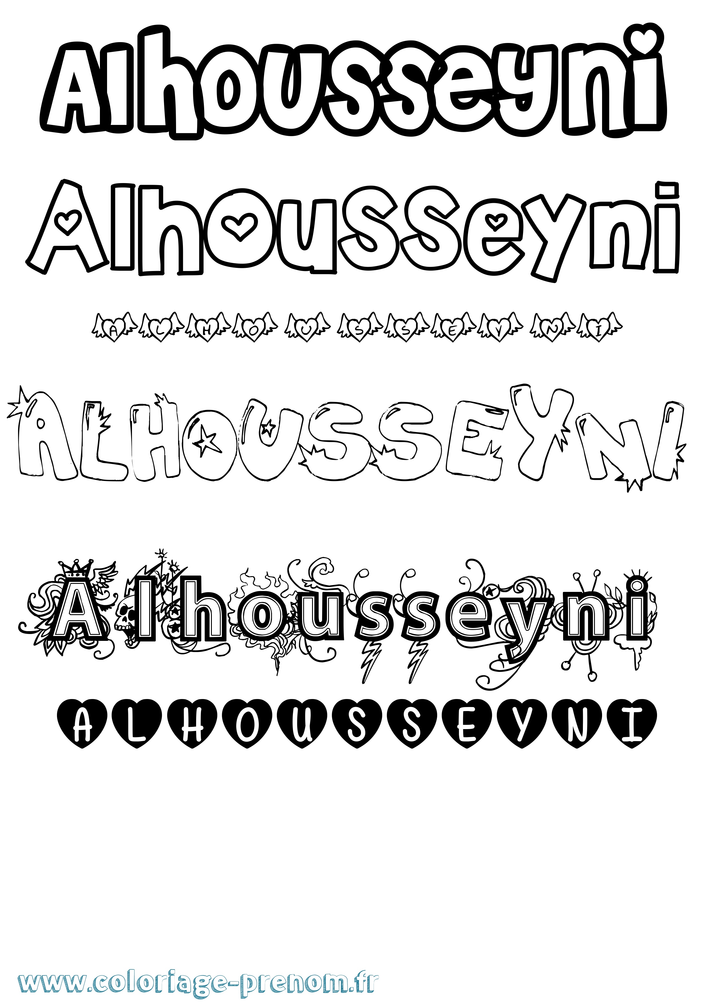 Coloriage Alhousseyni Girly Coloriage prénom Alhousseyni Girly