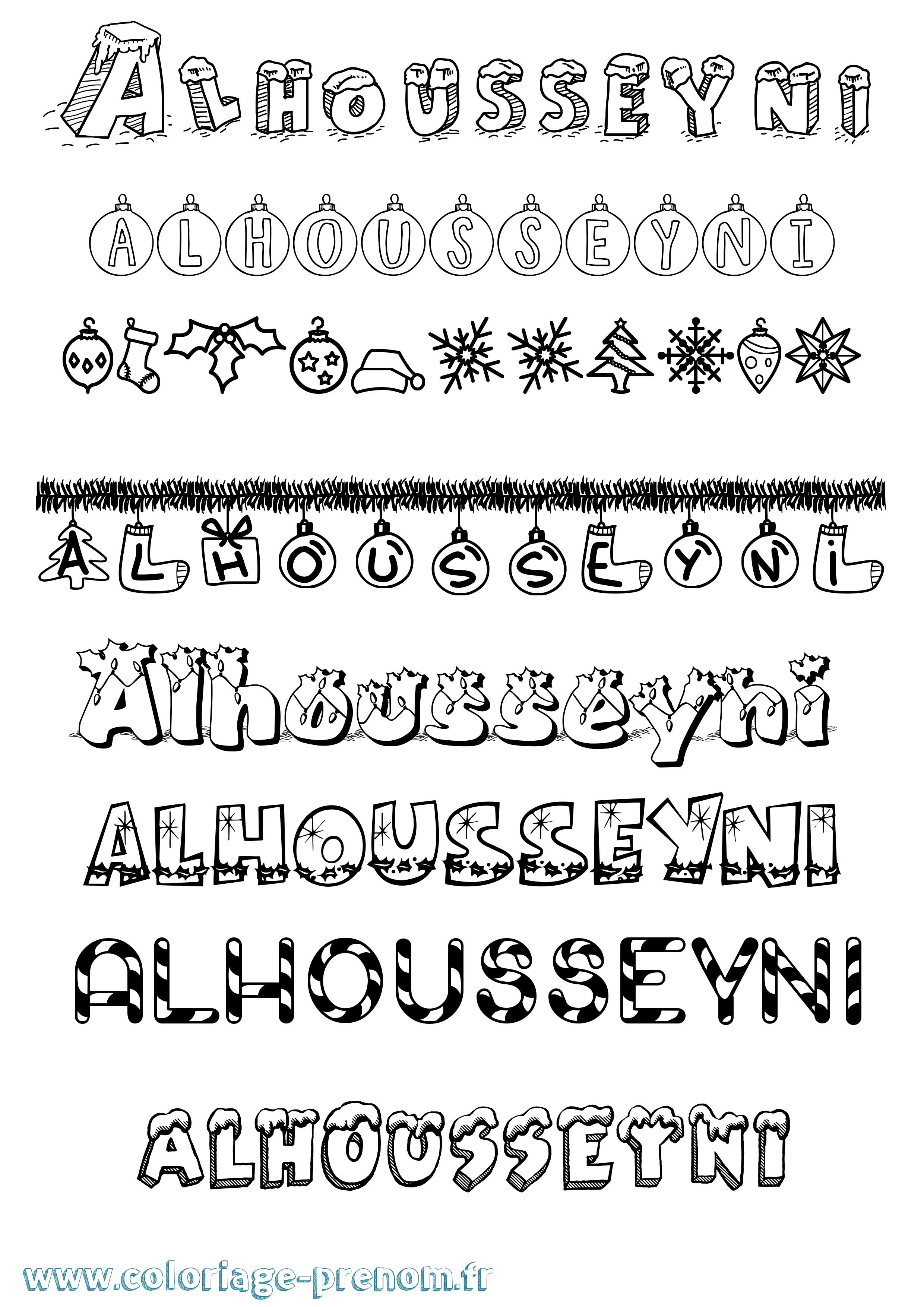 Coloriage Alhousseyni Noël Coloriage prénom Alhousseyni Noël