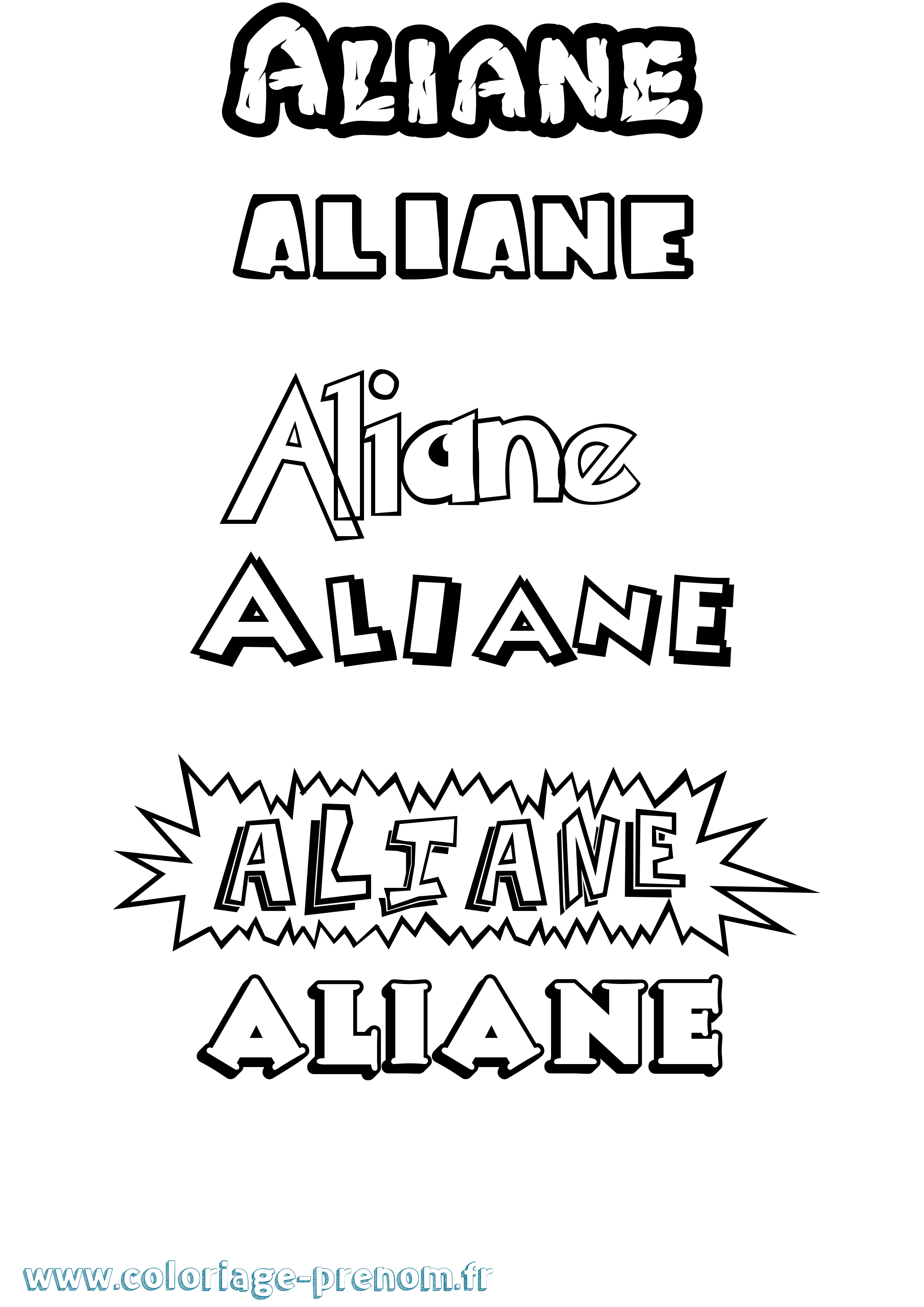 Coloriage Aliane Dessin Animé Coloriage prénom Aliane Dessin Animé