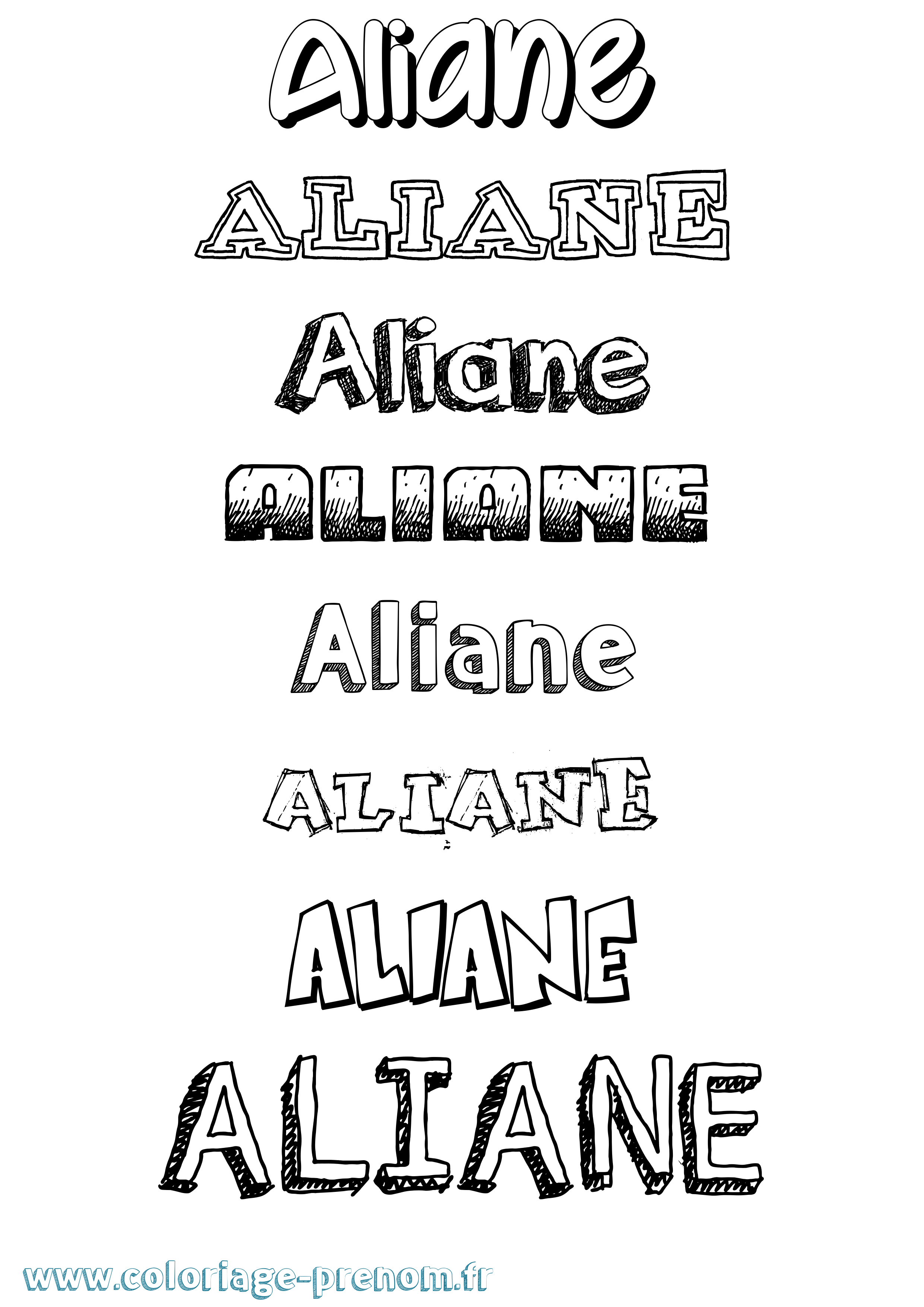 Coloriage Aliane Dessiné Coloriage prénom Aliane Dessiné