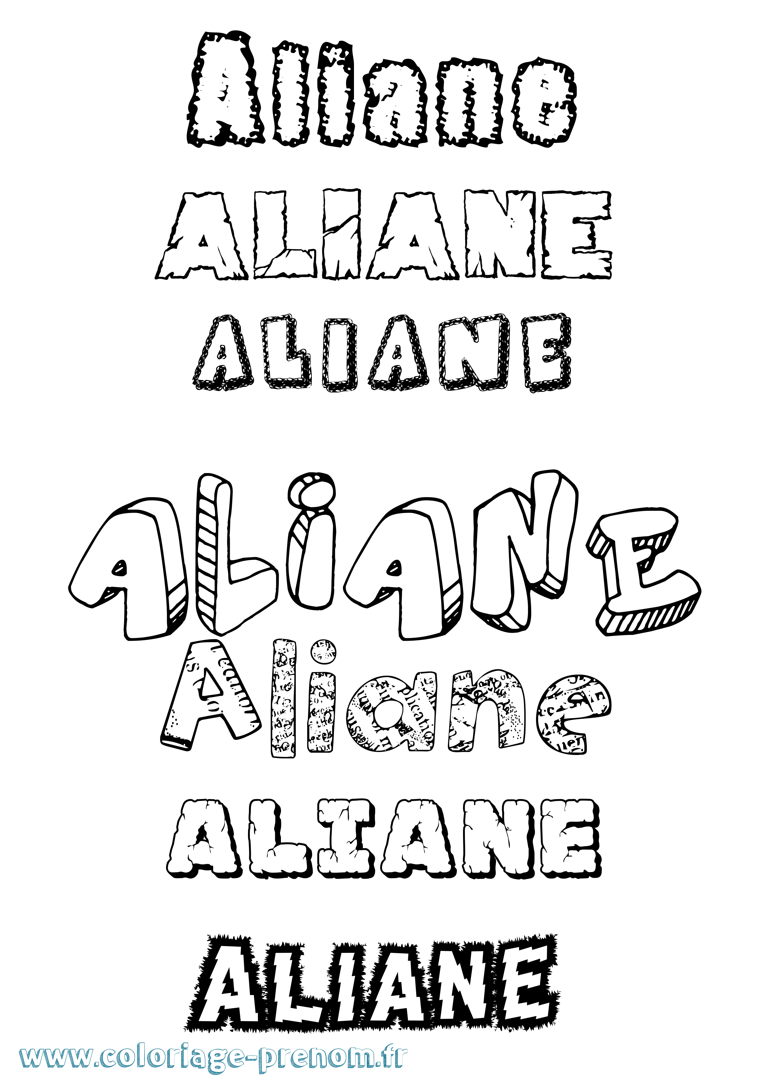 Coloriage Aliane Destructuré Coloriage prénom Aliane Destructuré