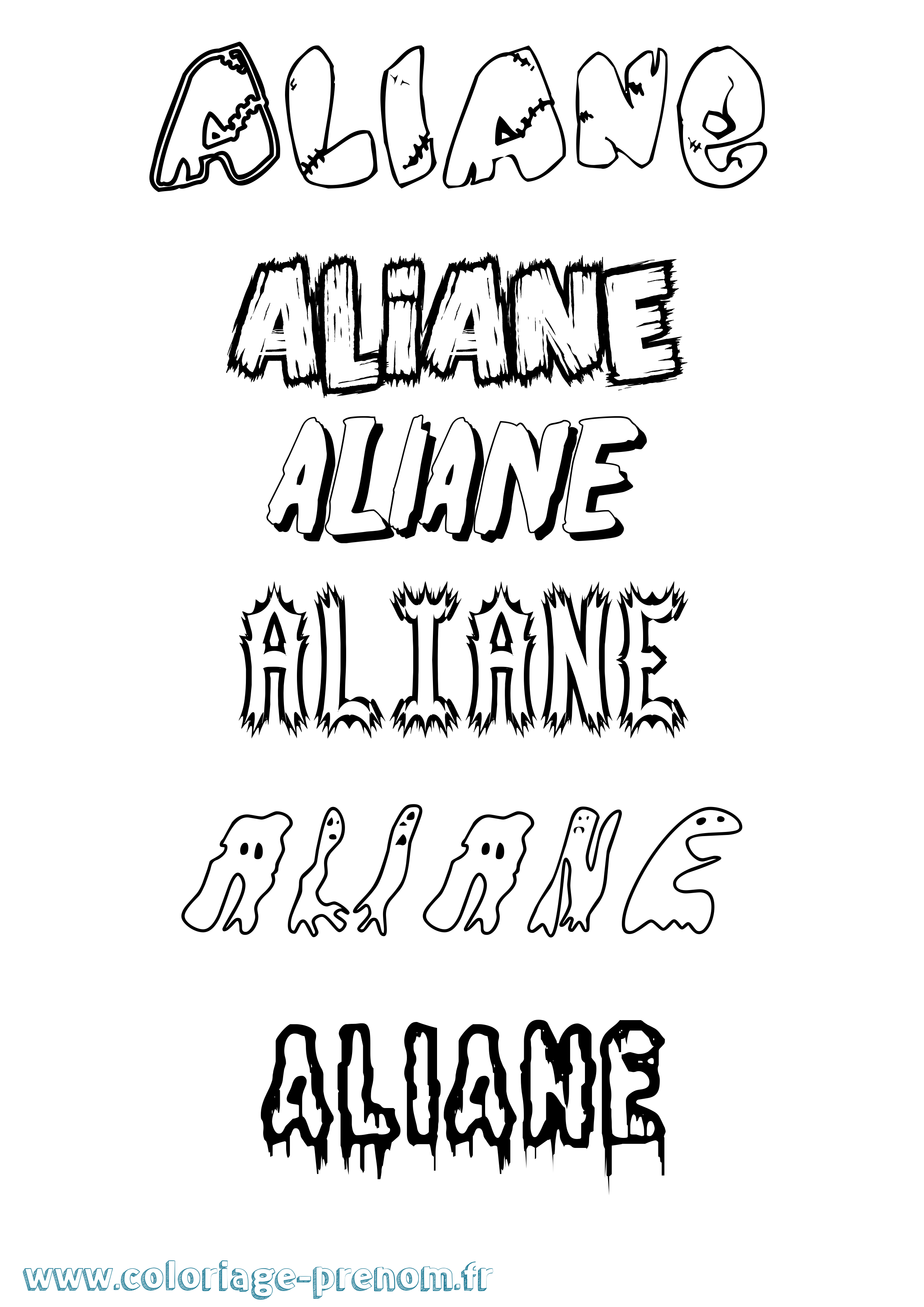 Coloriage Aliane Frisson Coloriage prénom Aliane Frisson