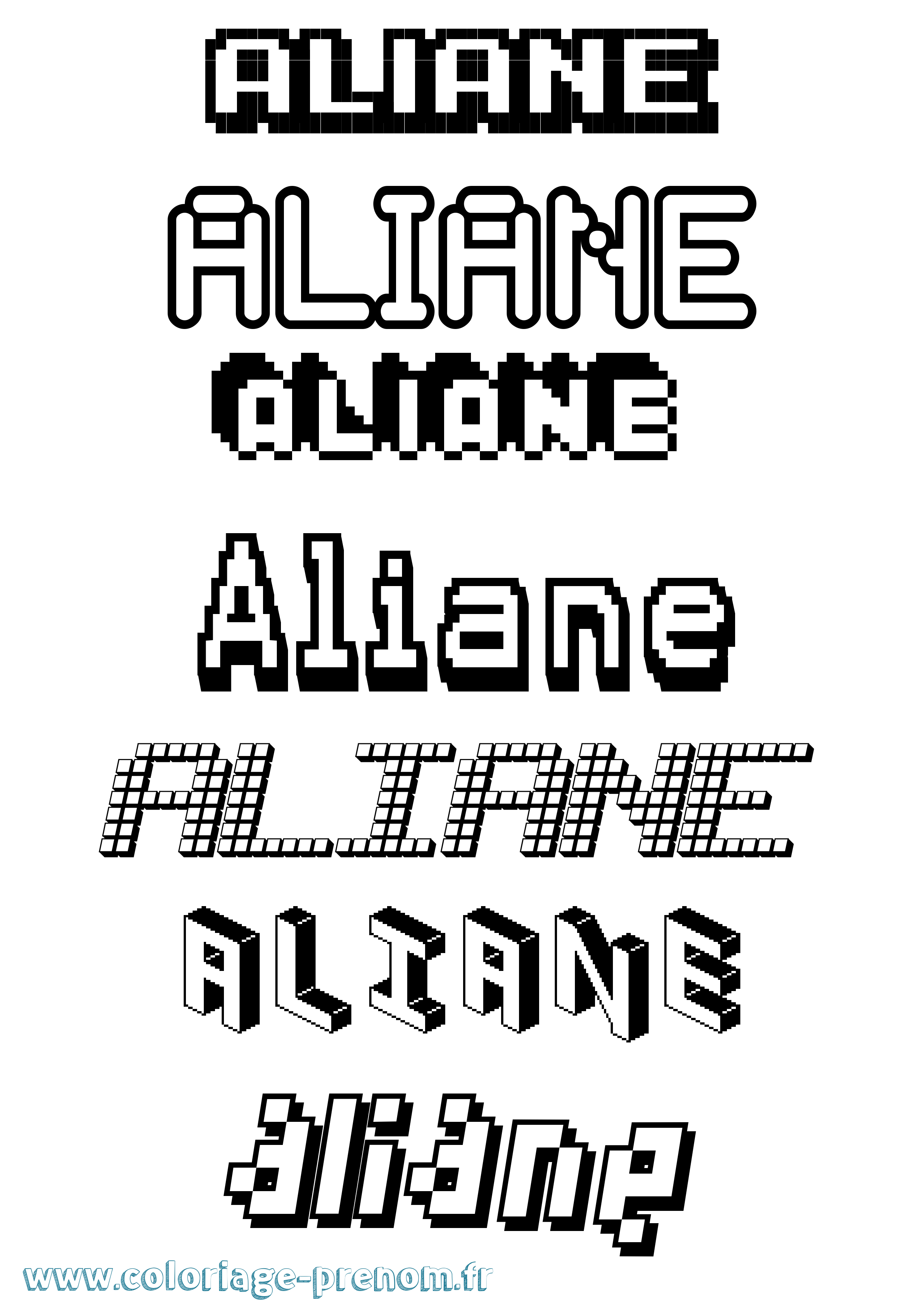 Coloriage Aliane Pixel Coloriage prénom Aliane Pixel