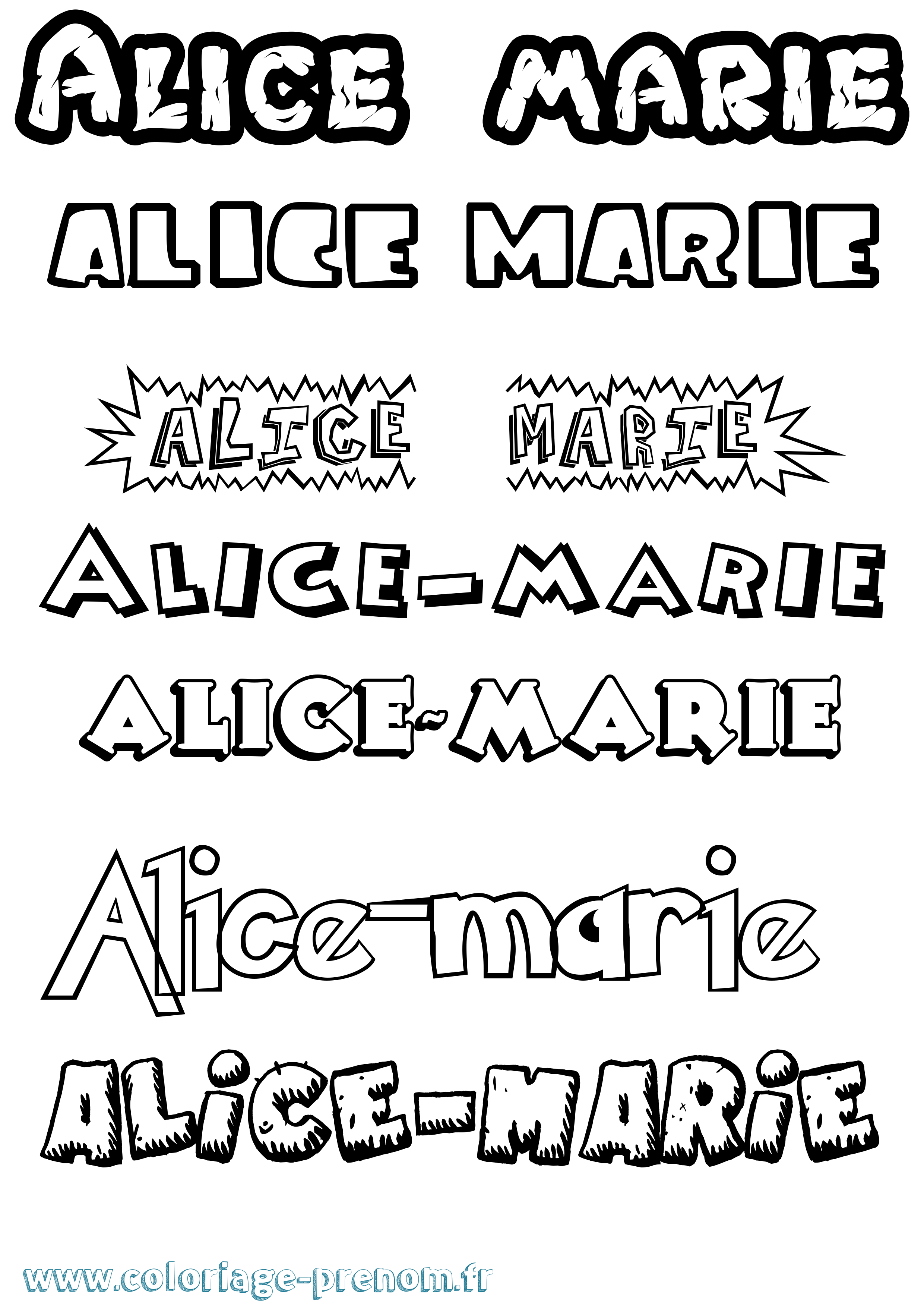 Coloriage Alice-Marie Dessin Animé Coloriage prénom Alice-Marie Dessin Animé