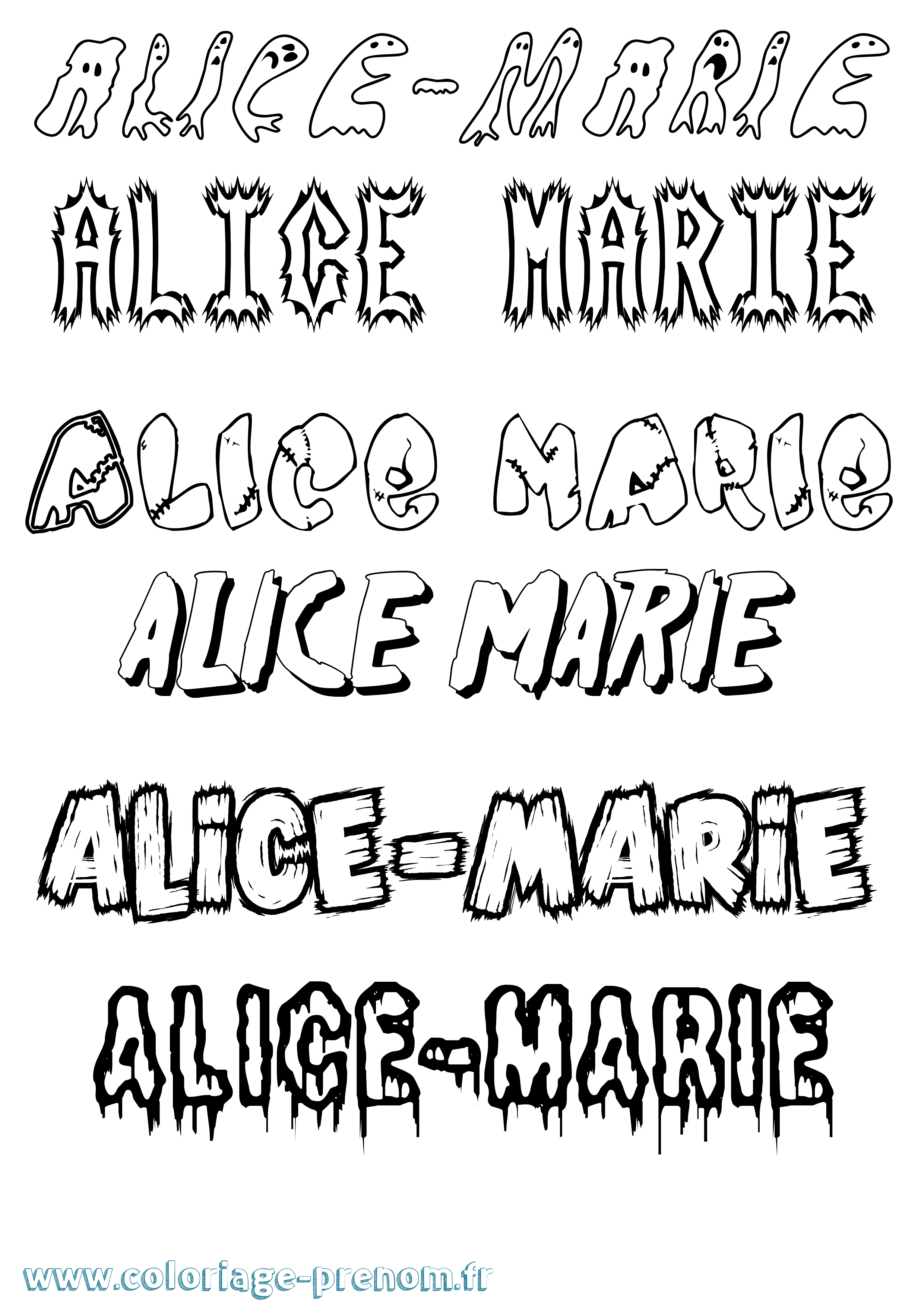 Coloriage Alice-Marie Frisson Coloriage prénom Alice-Marie Frisson