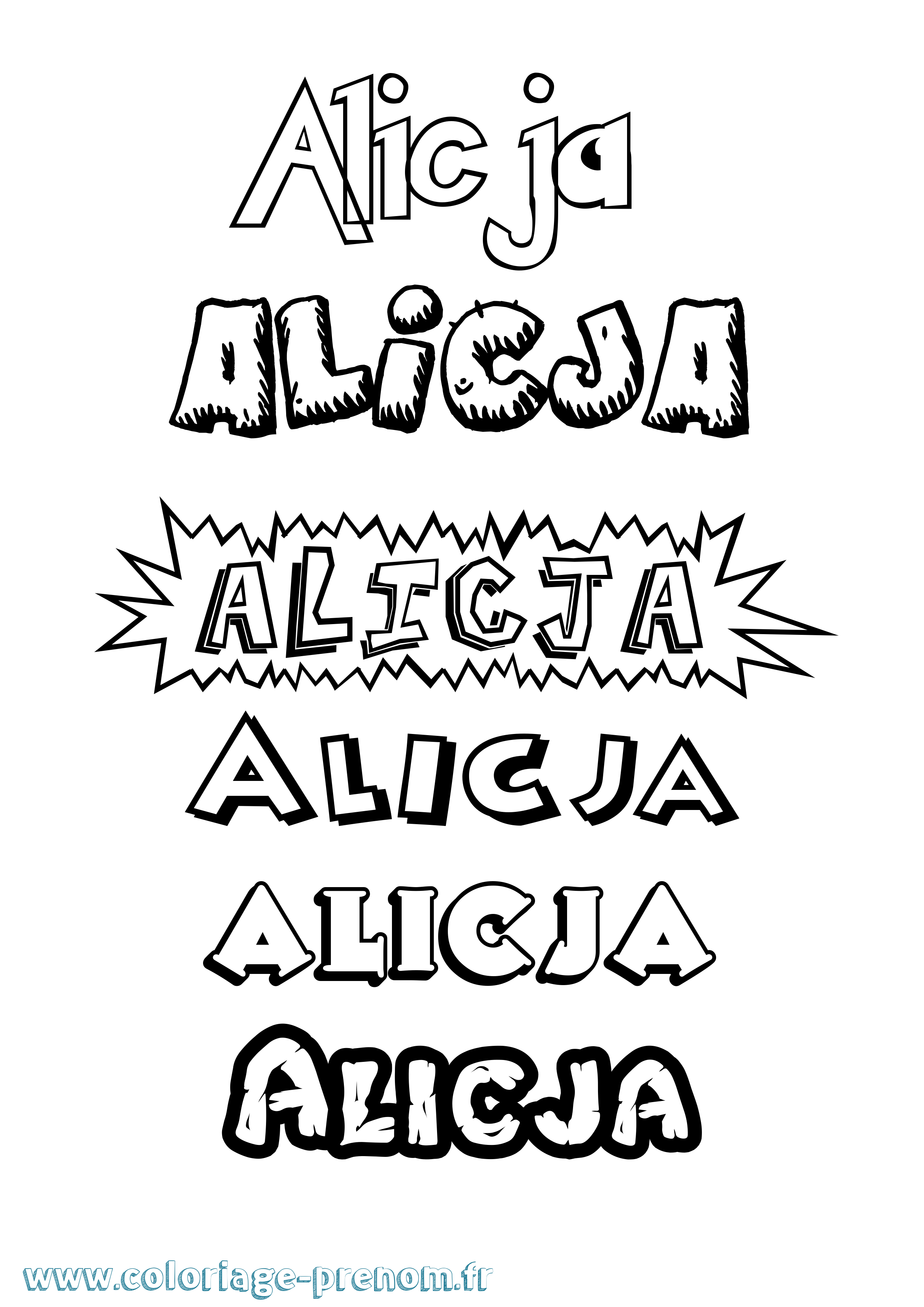 Coloriage Alicja Dessin Animé Coloriage prénom Alicja Dessin Animé
