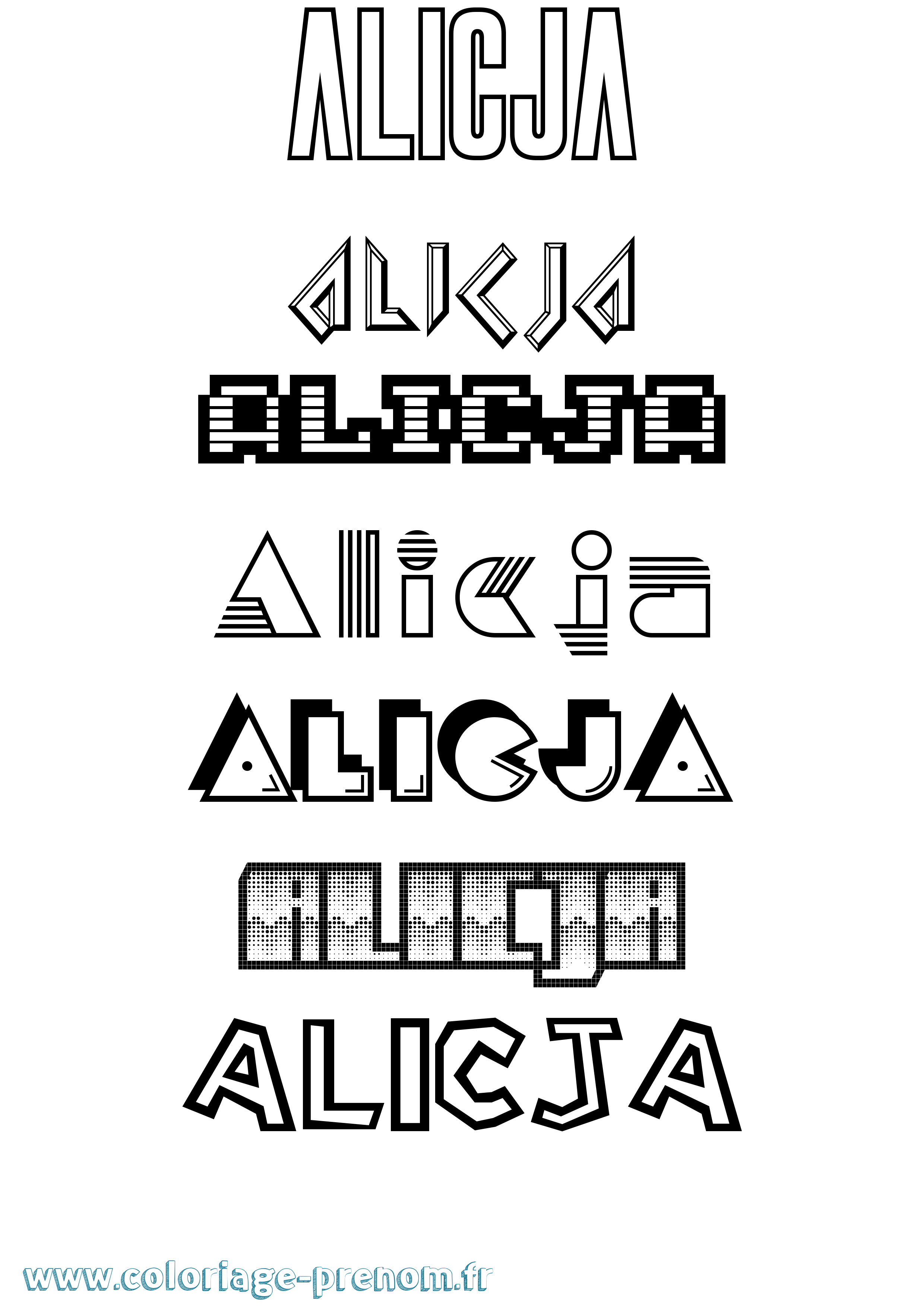 Coloriage Alicja Jeux Vidéos Coloriage prénom Alicja Jeux Vidéos