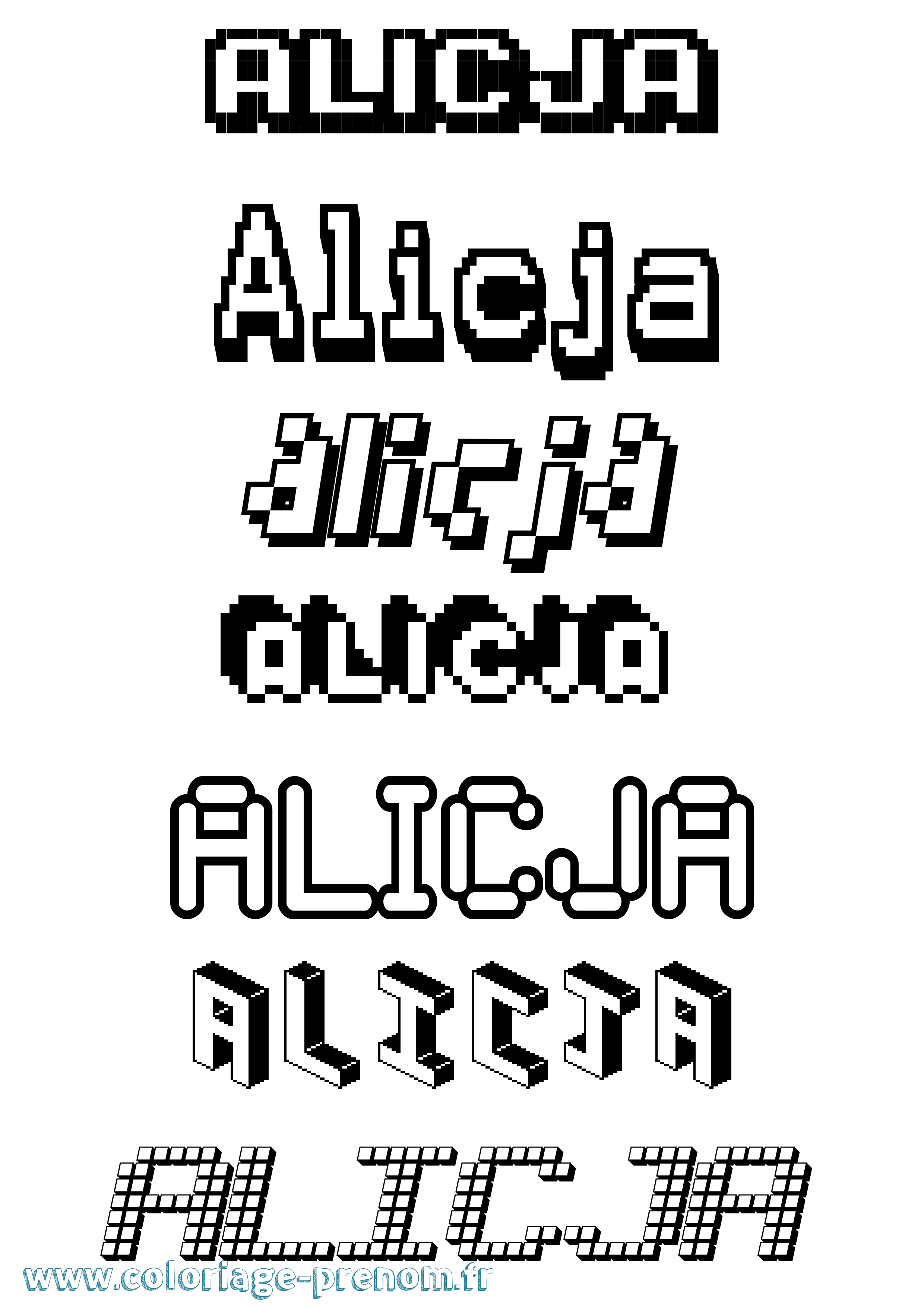 Coloriage Alicja Pixel Coloriage prénom Alicja Pixel