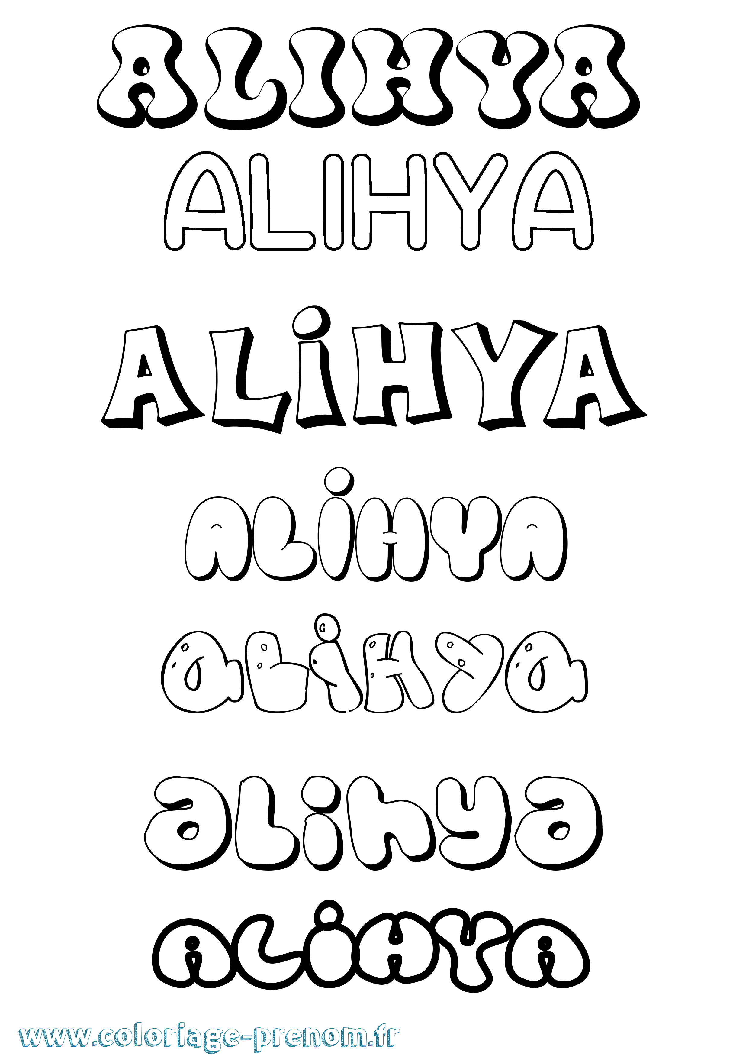 Coloriage Alihya Bubble Coloriage prénom Alihya Bubble