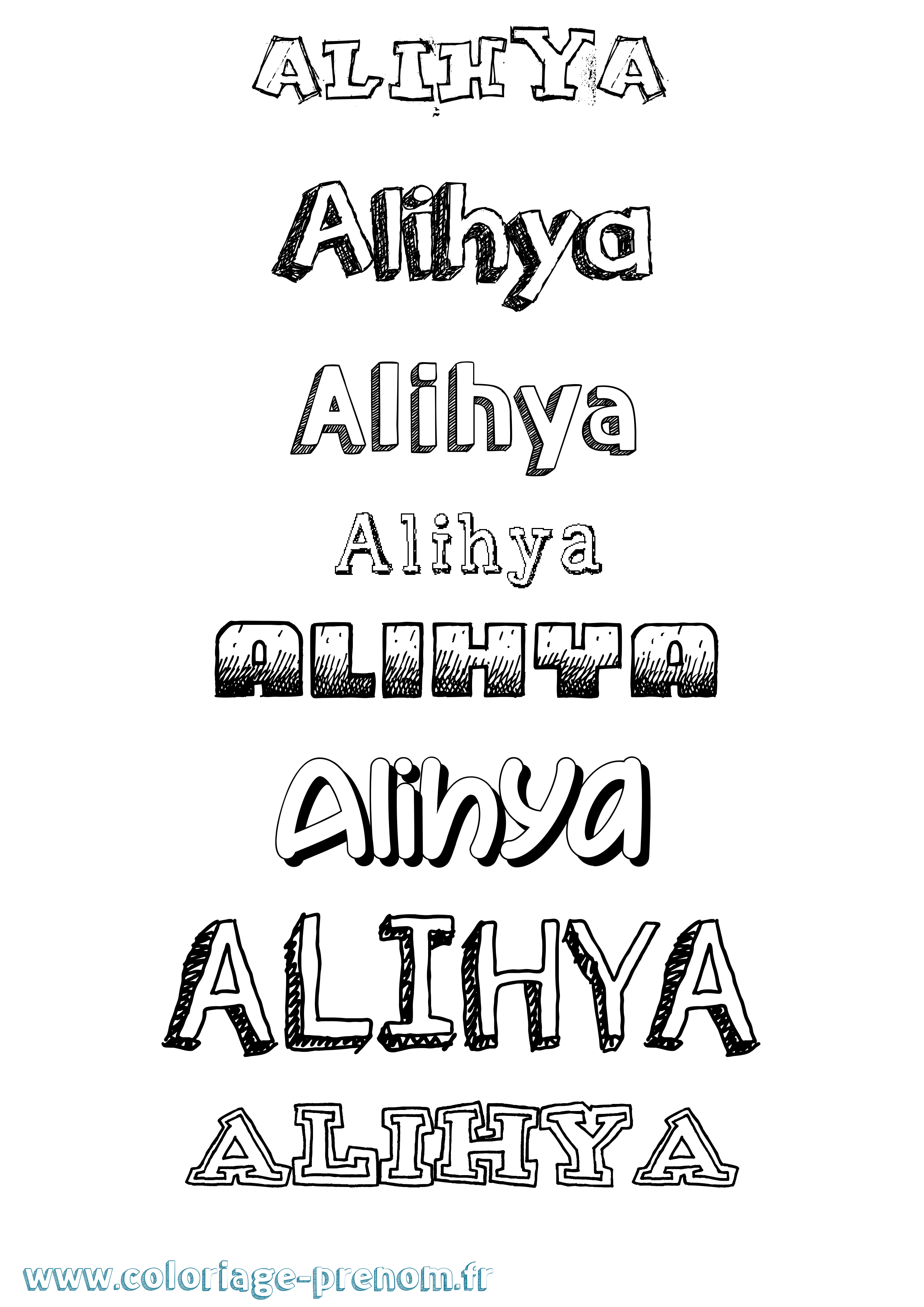 Coloriage Alihya Dessiné Coloriage prénom Alihya Dessiné