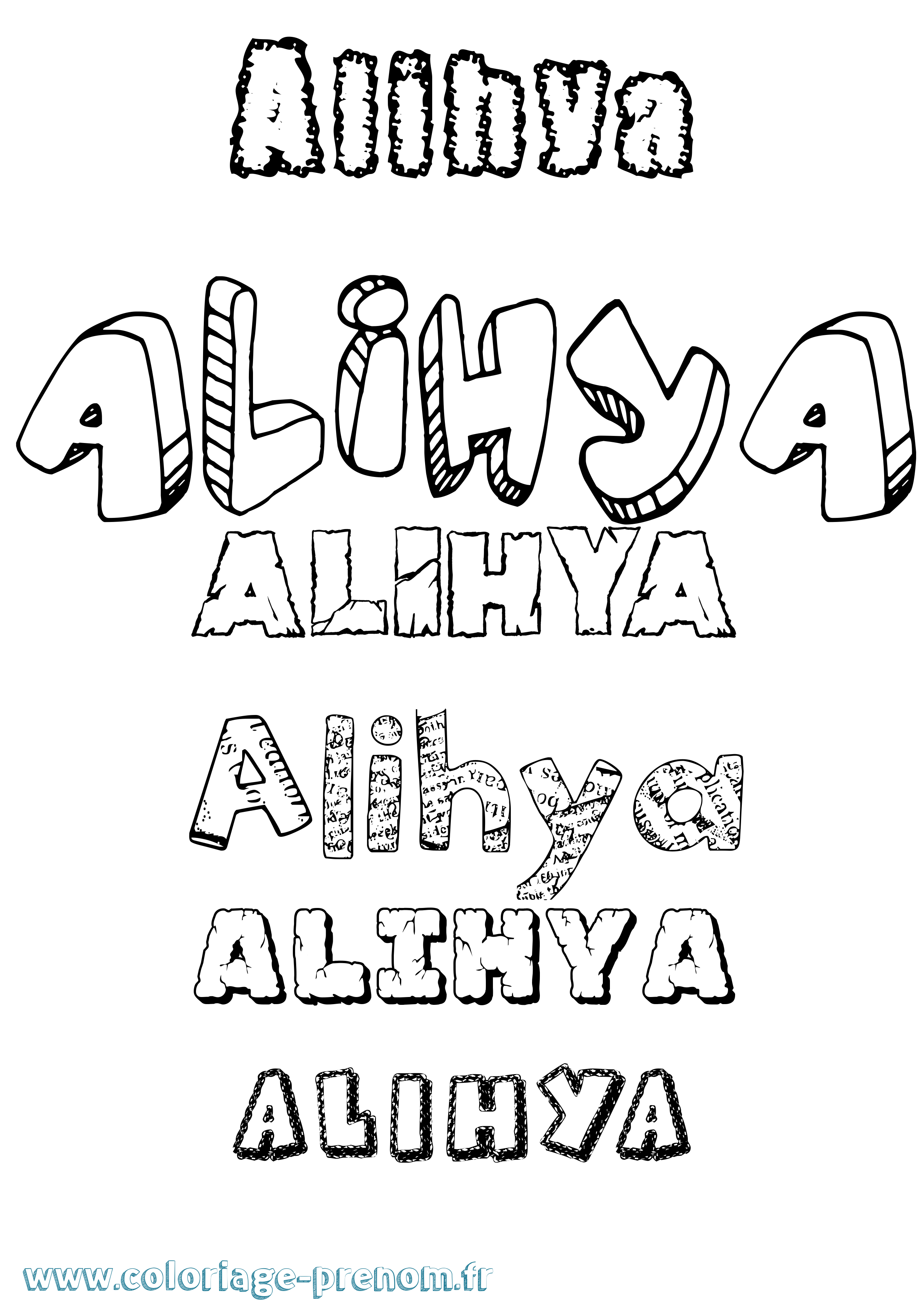 Coloriage Alihya Destructuré Coloriage prénom Alihya Destructuré