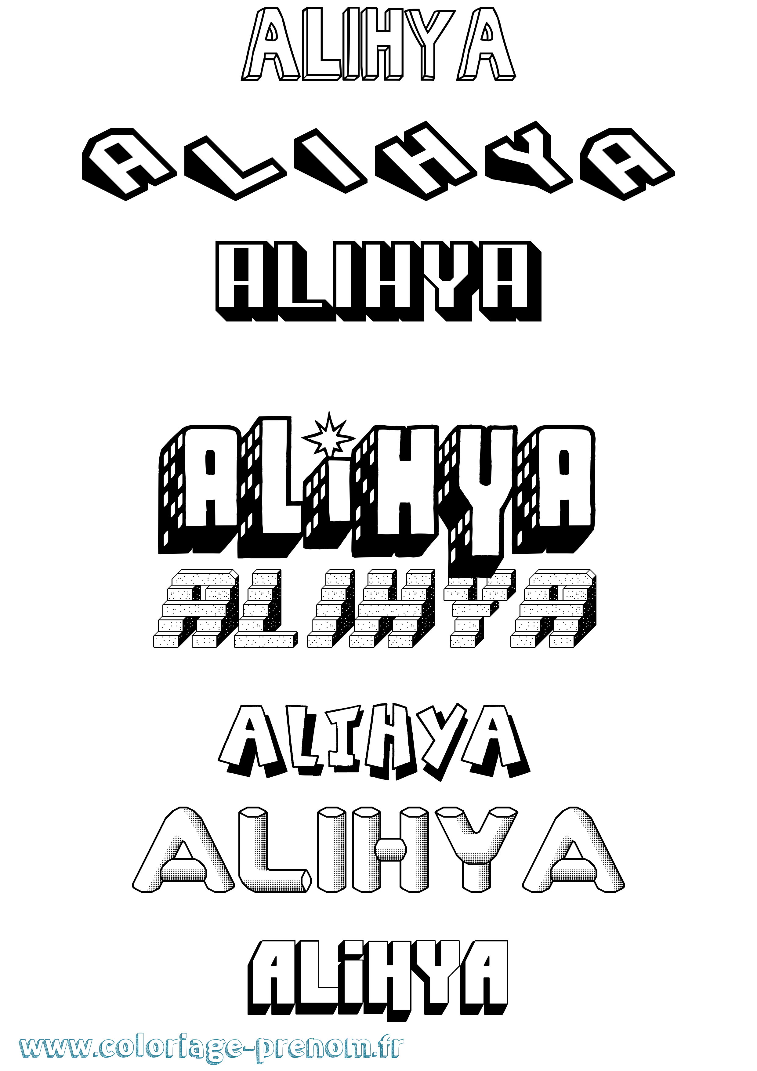 Coloriage Alihya Effet 3D Coloriage prénom Alihya Effet 3D