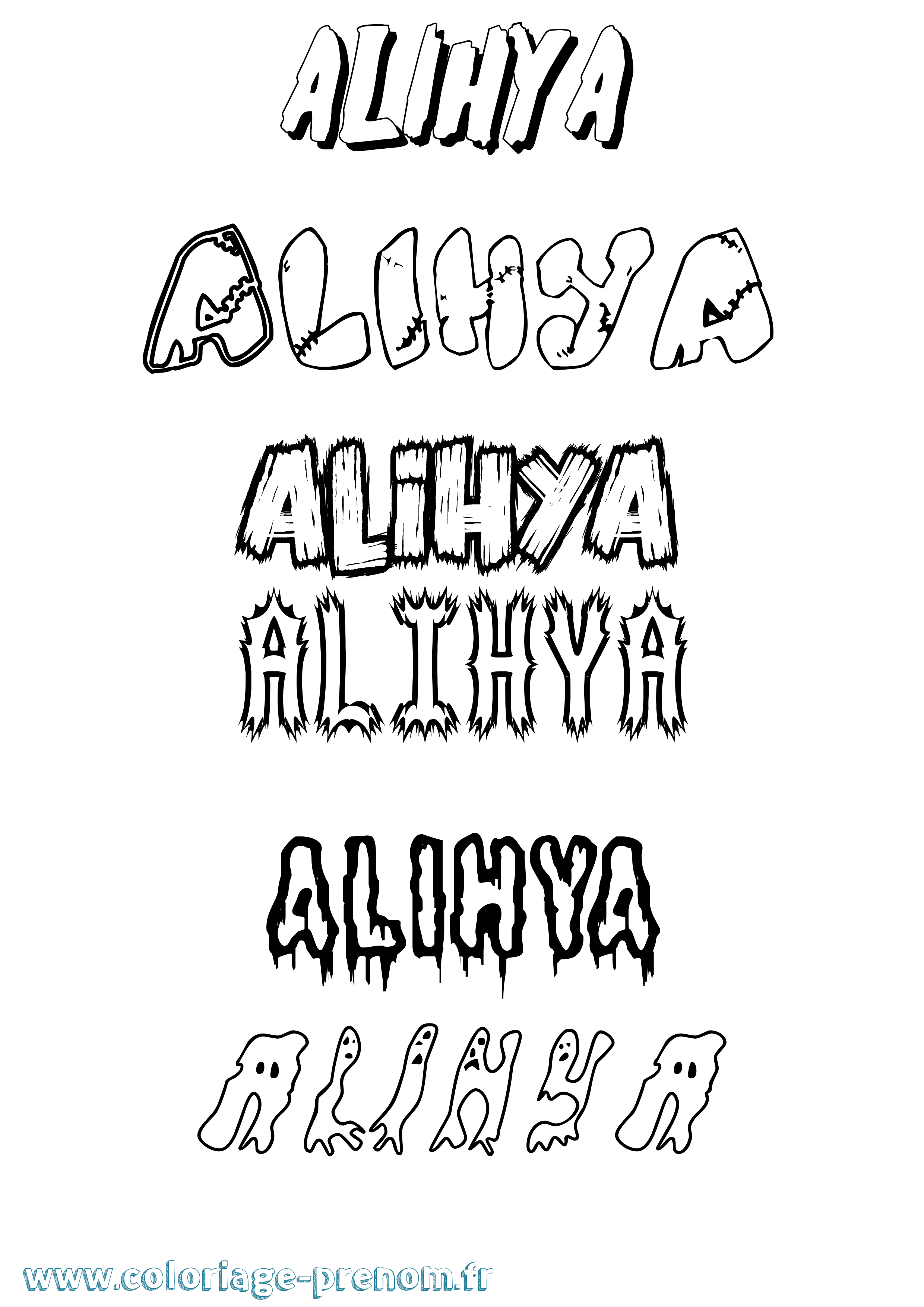 Coloriage Alihya Frisson Coloriage prénom Alihya Frisson