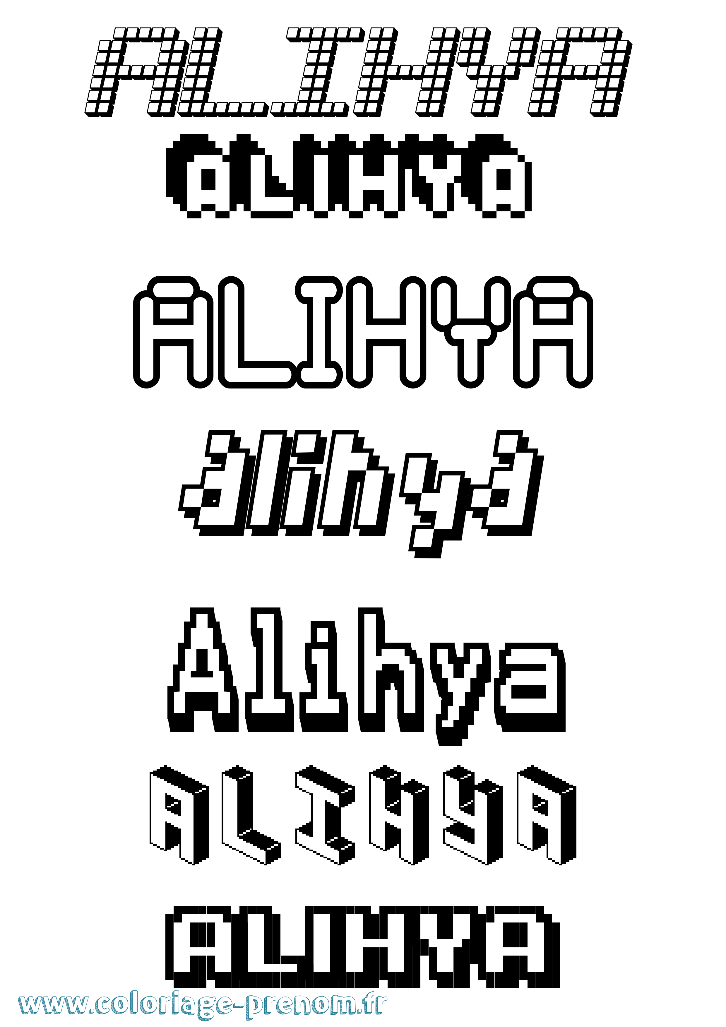 Coloriage Alihya Pixel Coloriage prénom Alihya Pixel