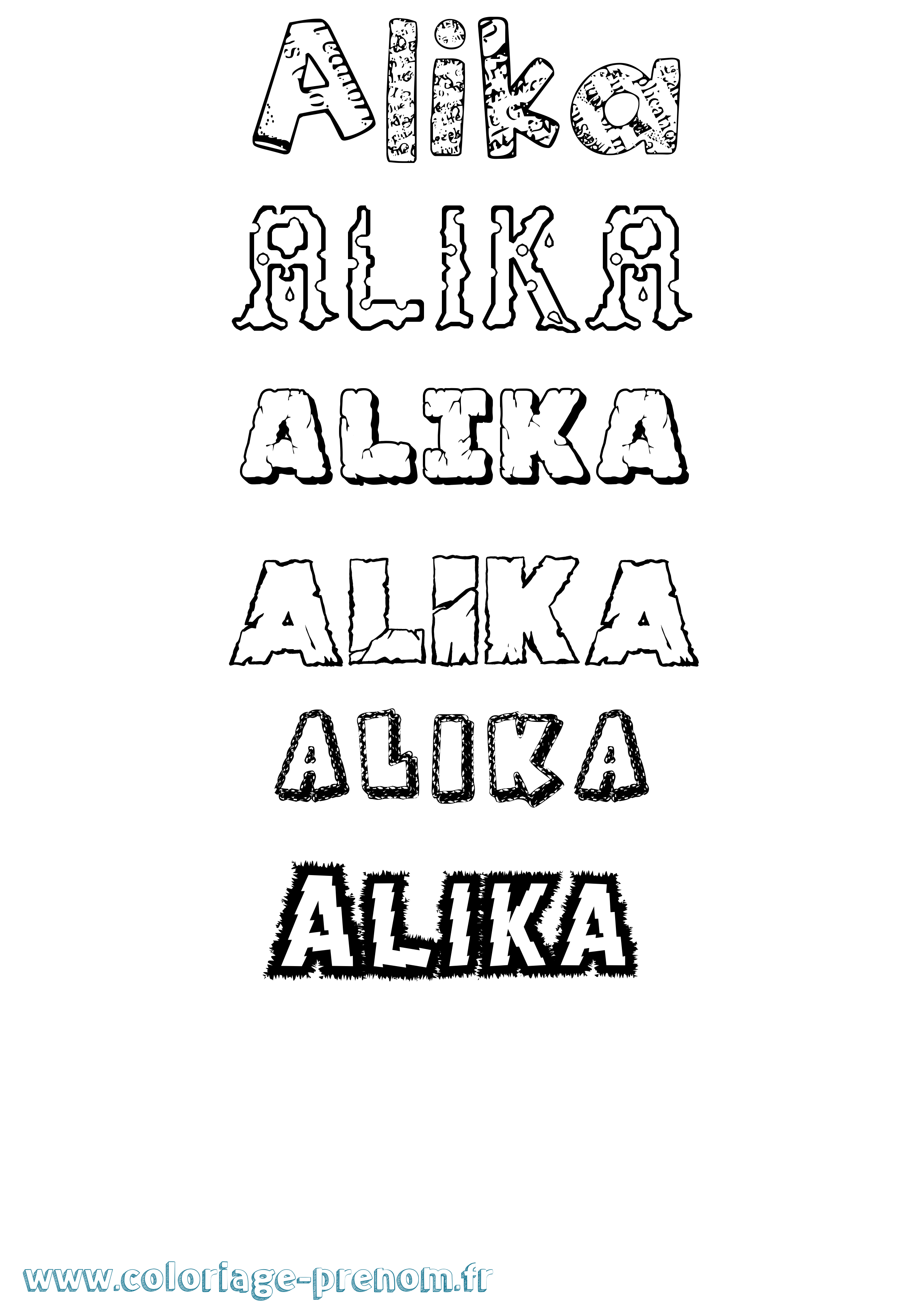 Coloriage Alika Destructuré Coloriage prénom Alika Destructuré