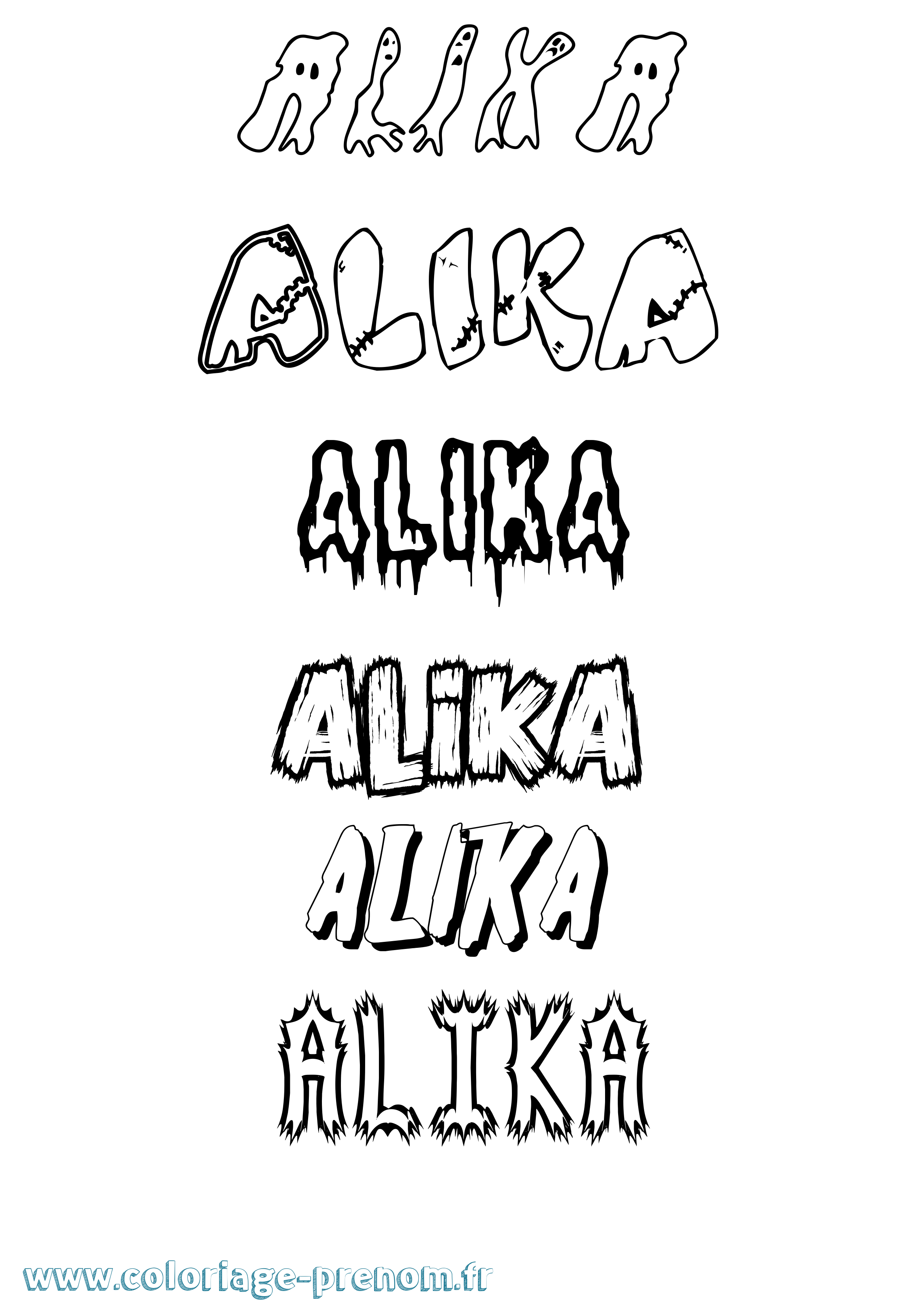 Coloriage Alika Frisson Coloriage prénom Alika Frisson