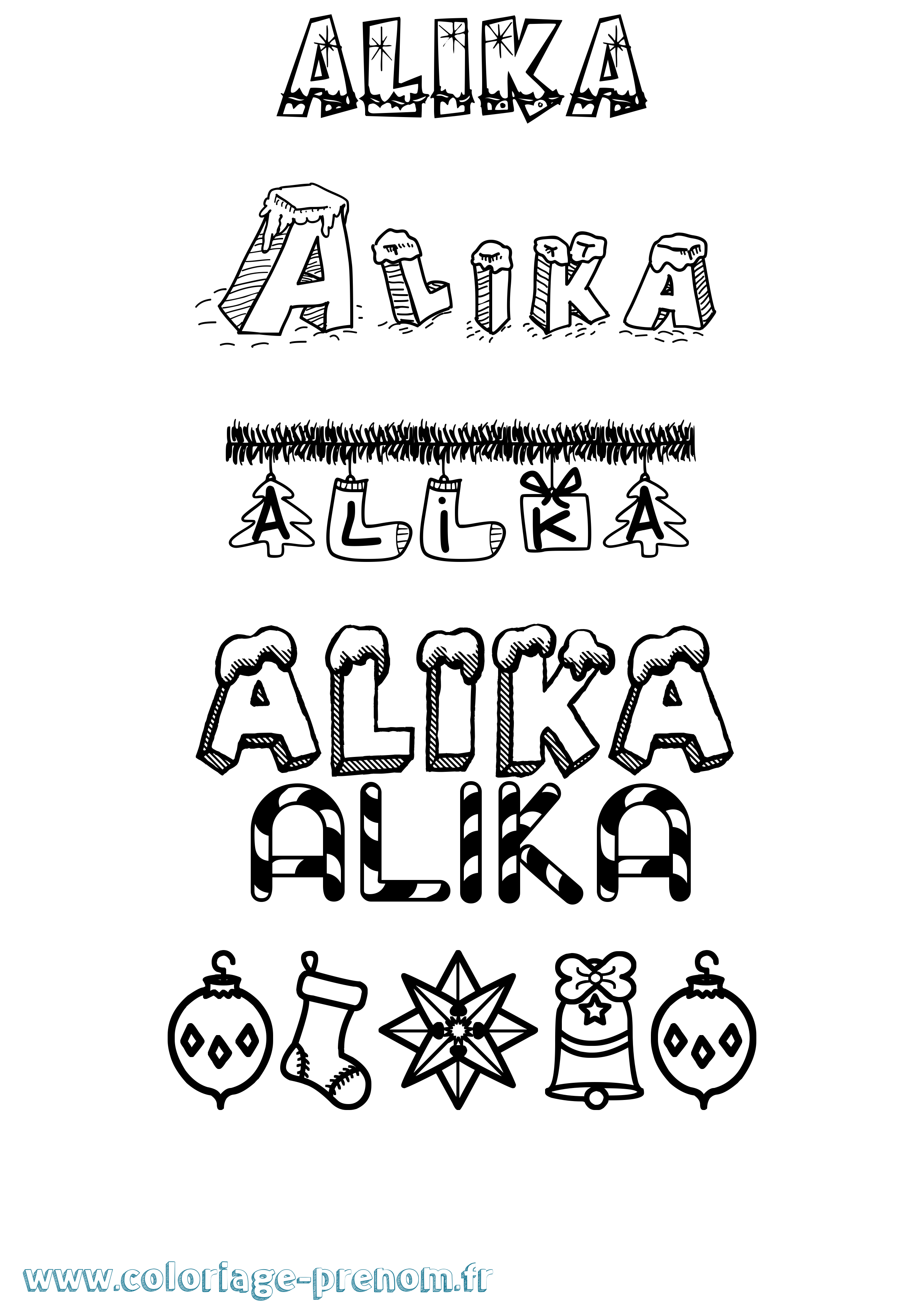 Coloriage Alika Noël Coloriage prénom Alika Noël