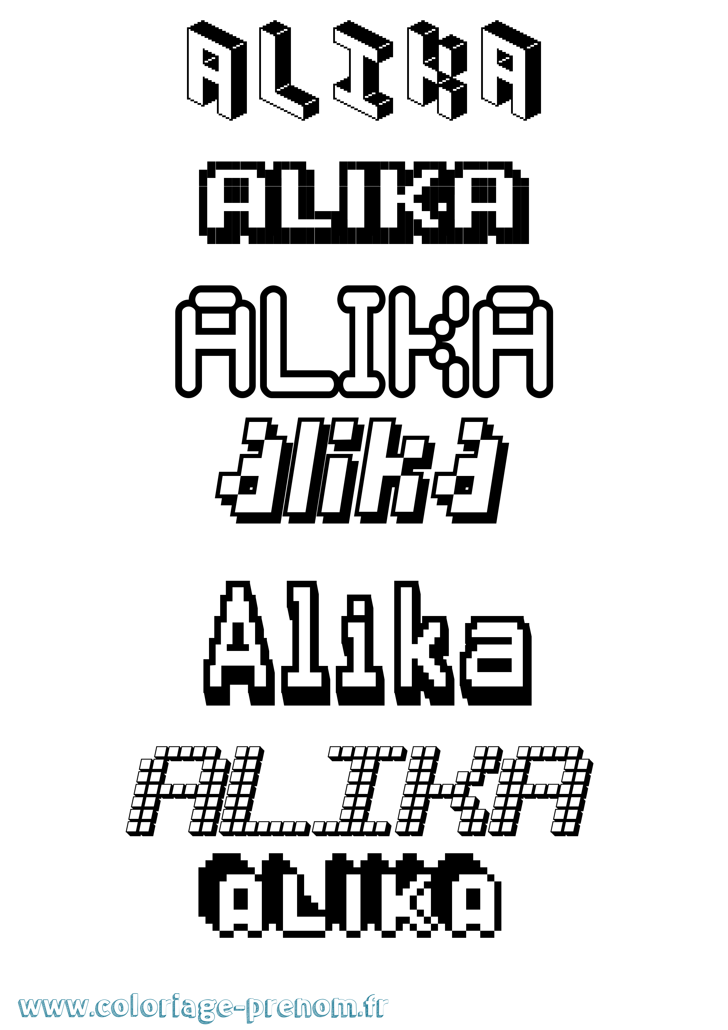 Coloriage Alika Pixel Coloriage prénom Alika Pixel