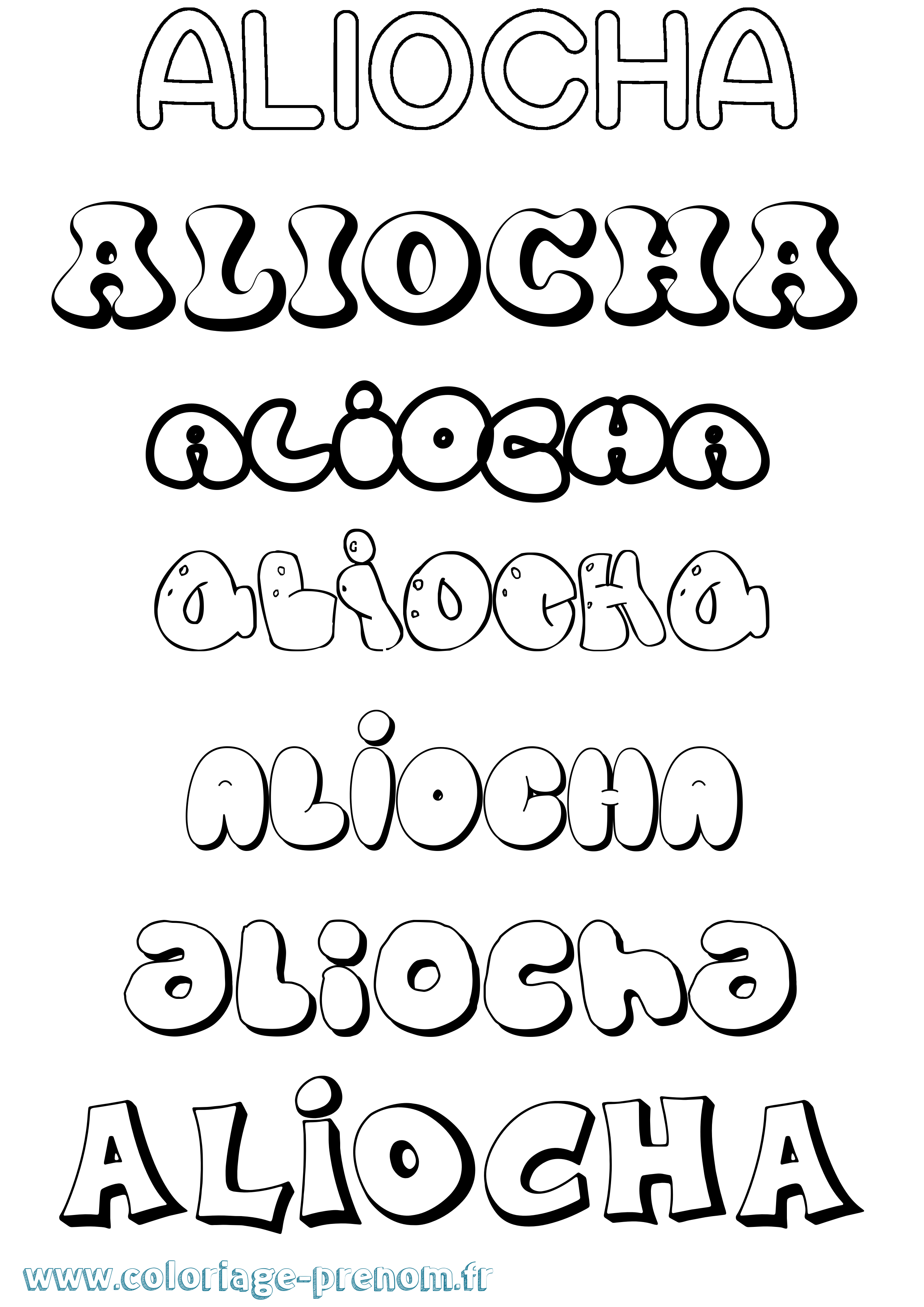 Coloriage Aliocha Bubble Coloriage prénom Aliocha Bubble