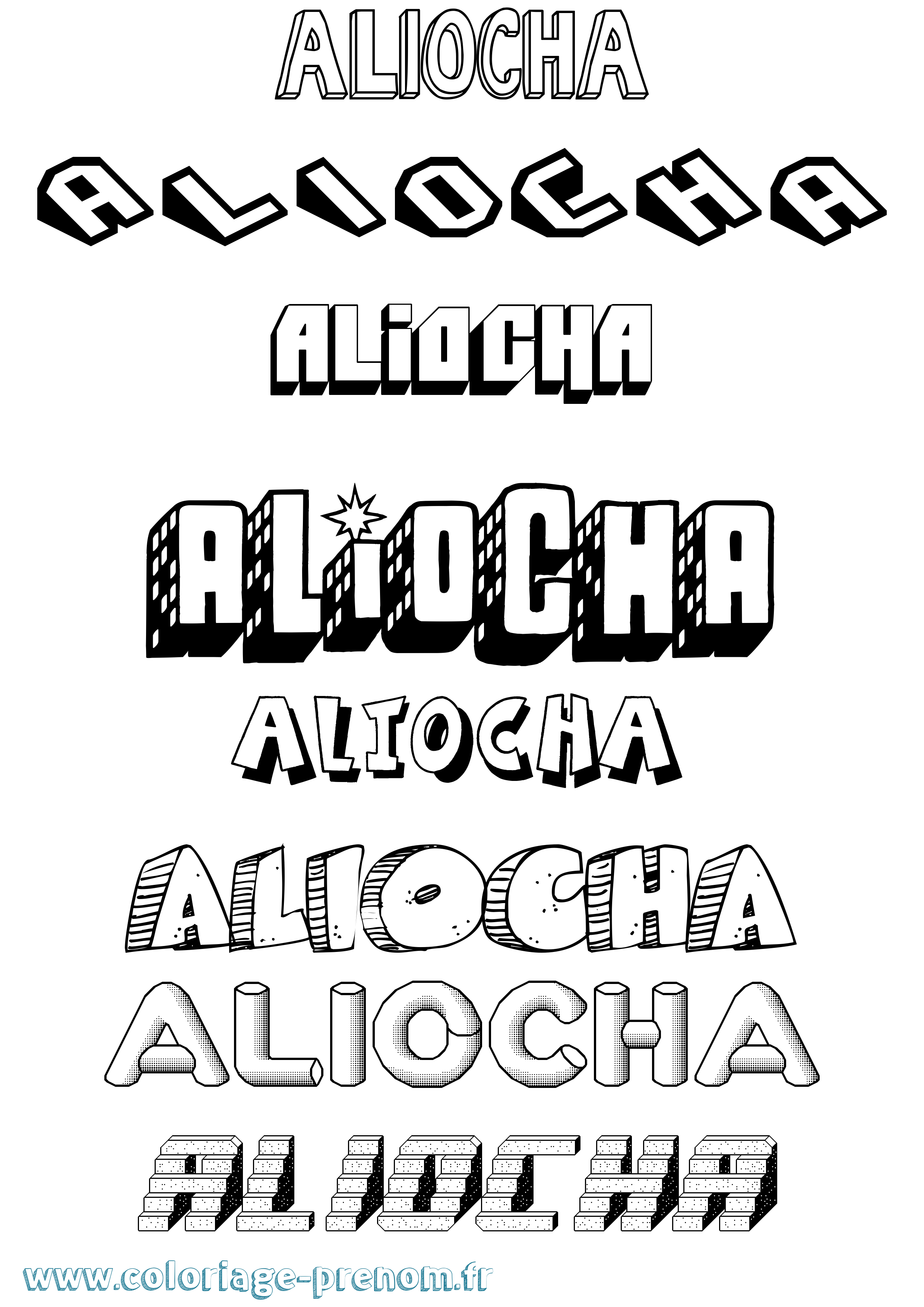 Coloriage Aliocha Effet 3D Coloriage prénom Aliocha Effet 3D