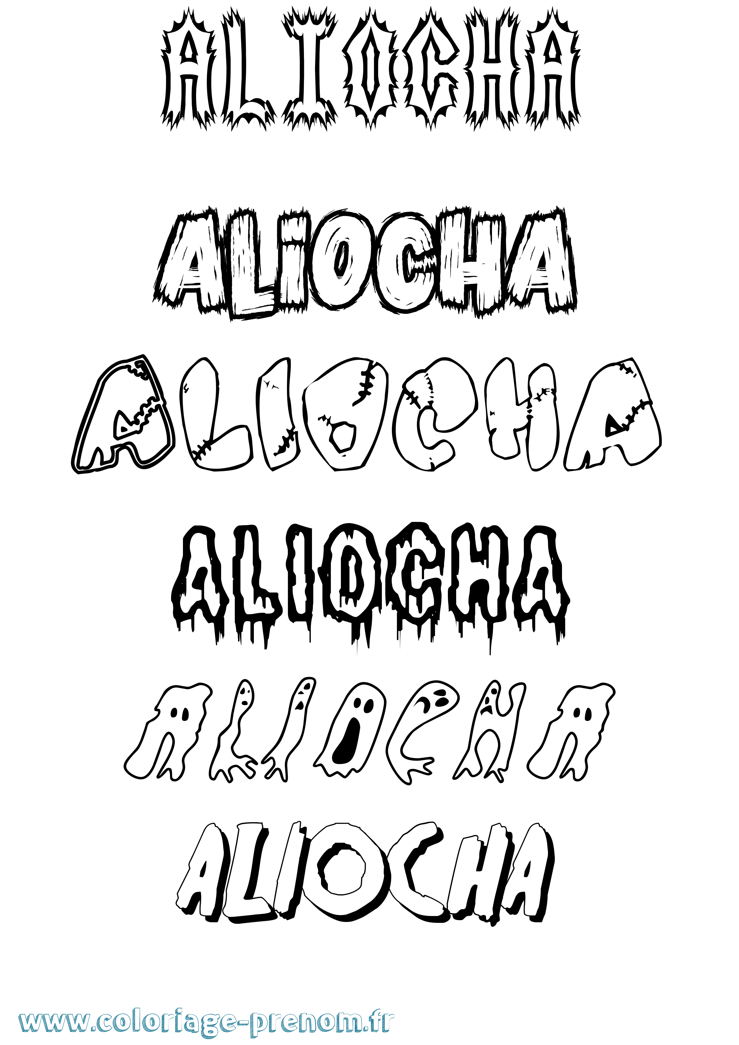 Coloriage Aliocha Frisson Coloriage prénom Aliocha Frisson