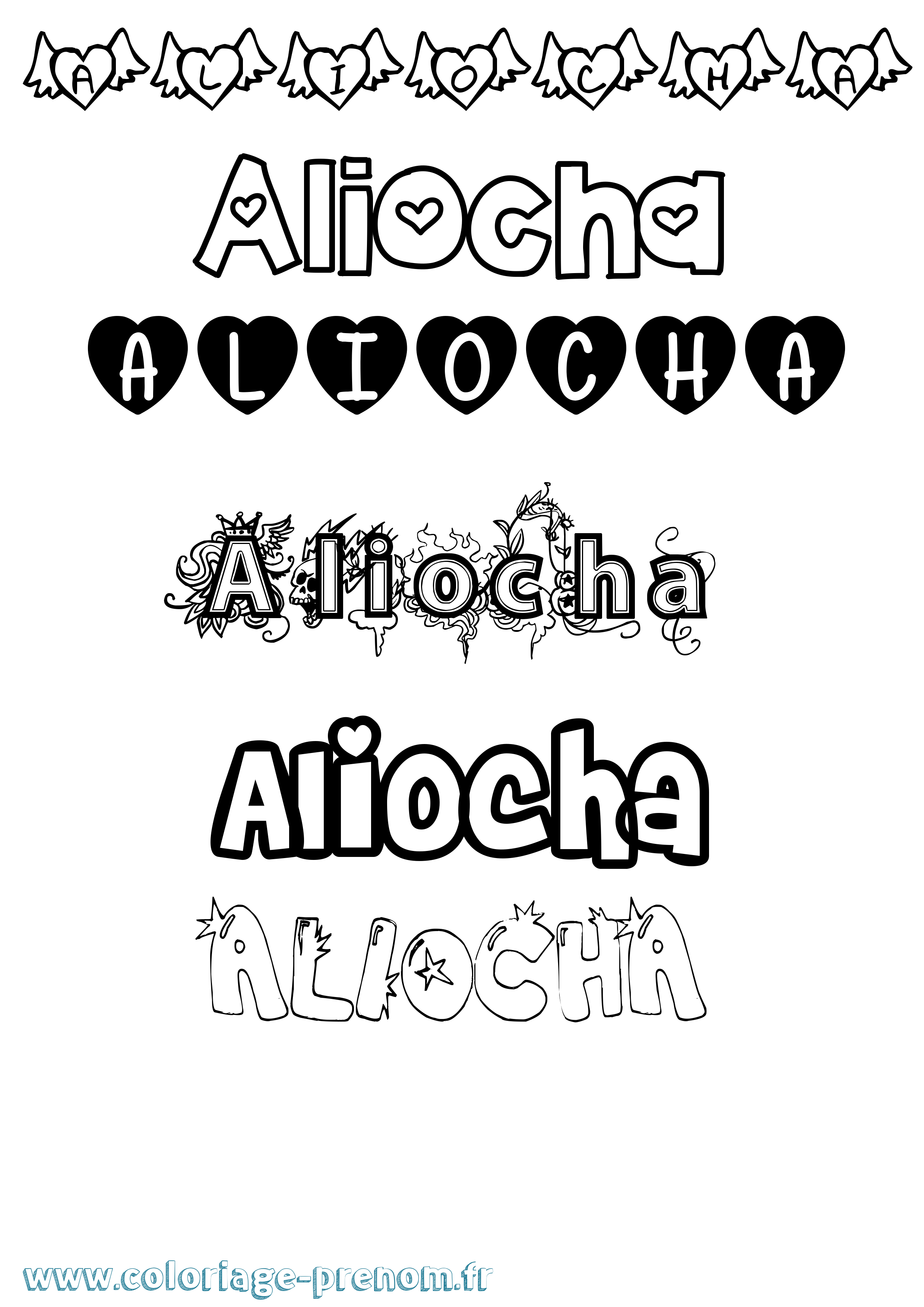 Coloriage Aliocha Girly Coloriage prénom Aliocha Girly