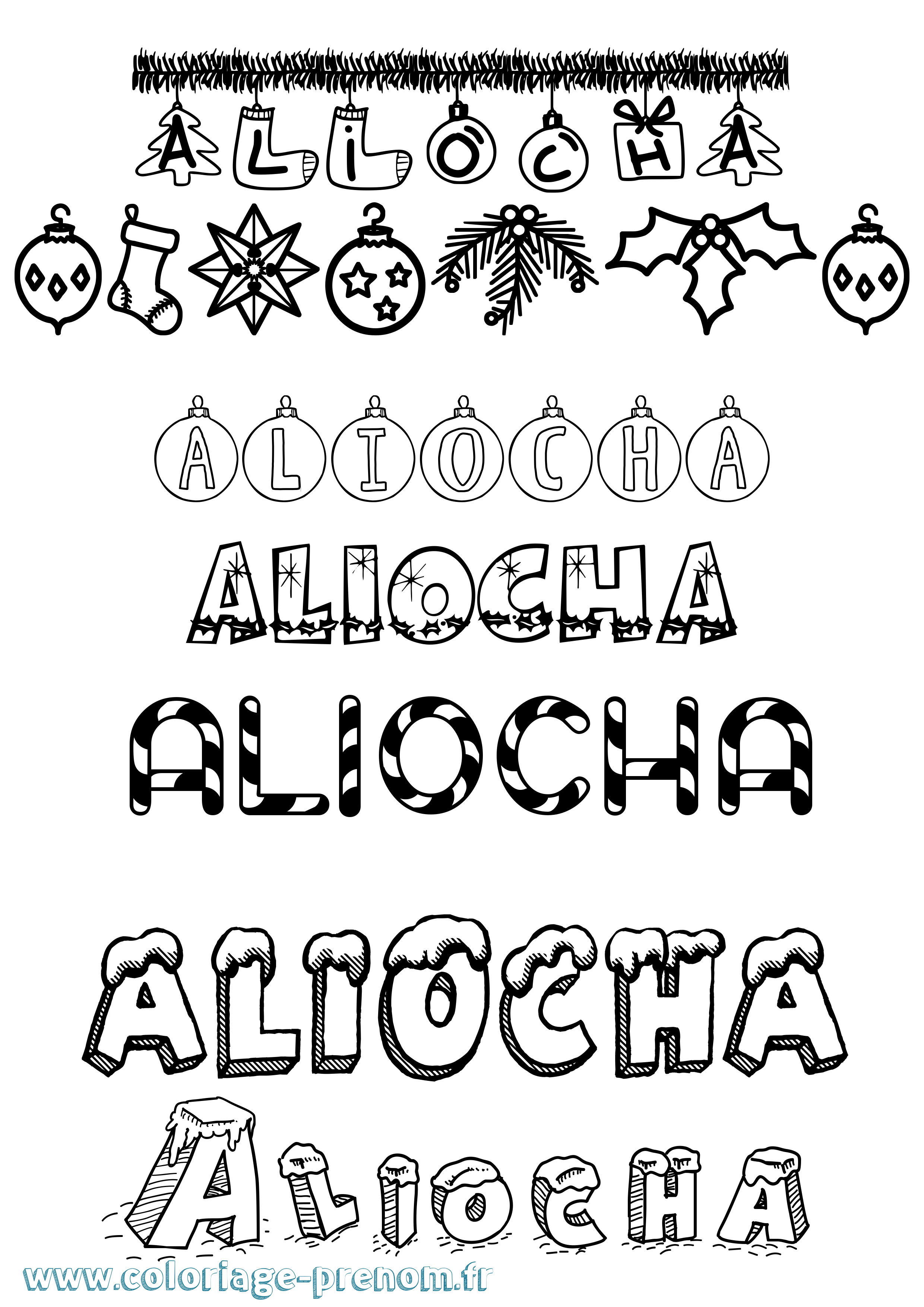 Coloriage Aliocha Noël Coloriage prénom Aliocha Noël