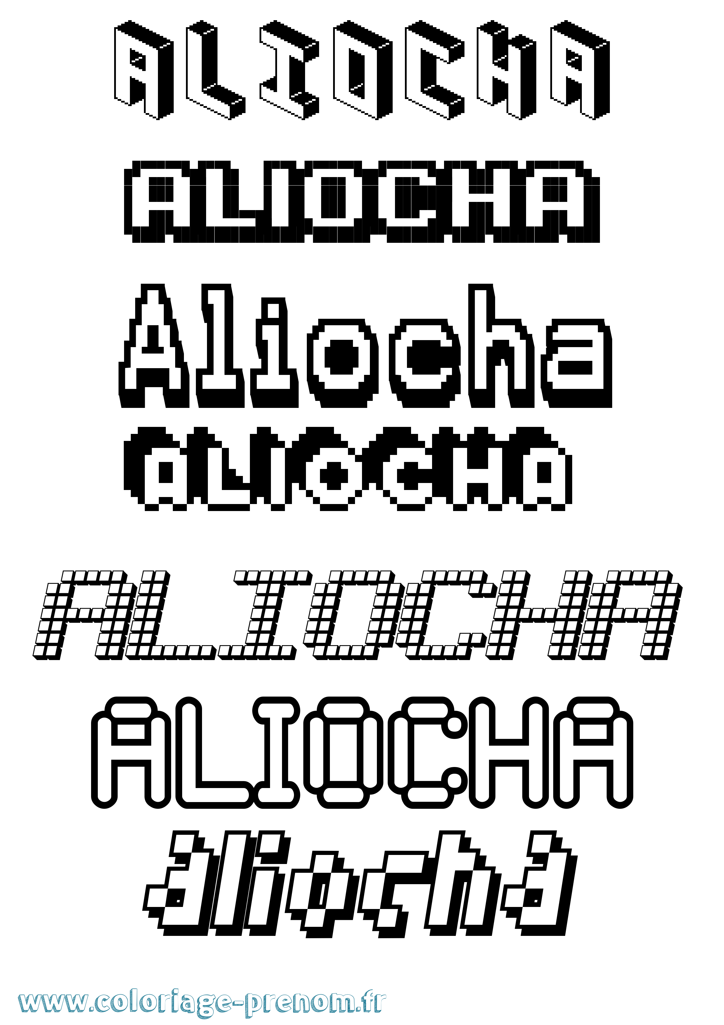 Coloriage Aliocha Pixel Coloriage prénom Aliocha Pixel