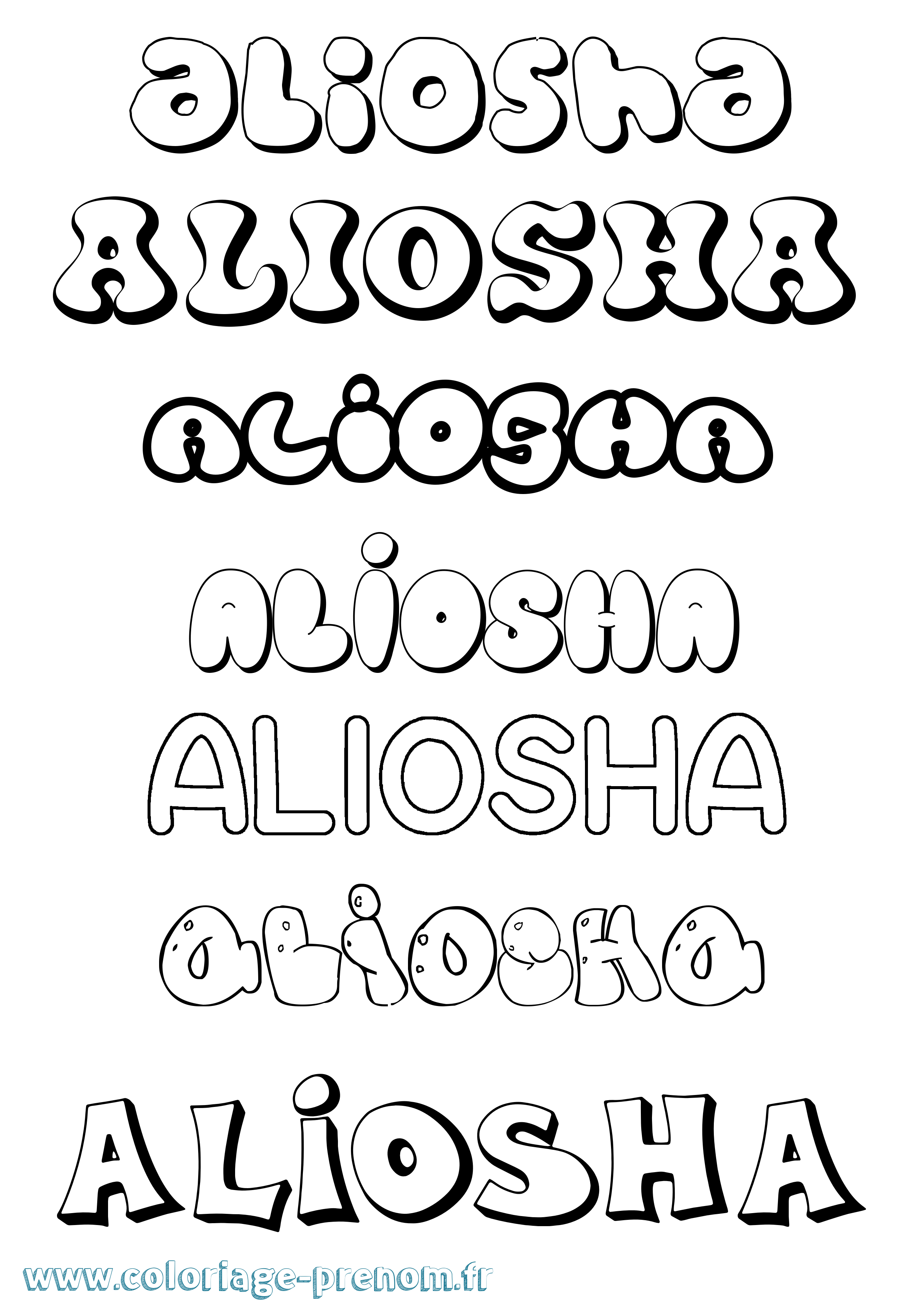 Coloriage Aliosha Bubble Coloriage prénom Aliosha Bubble