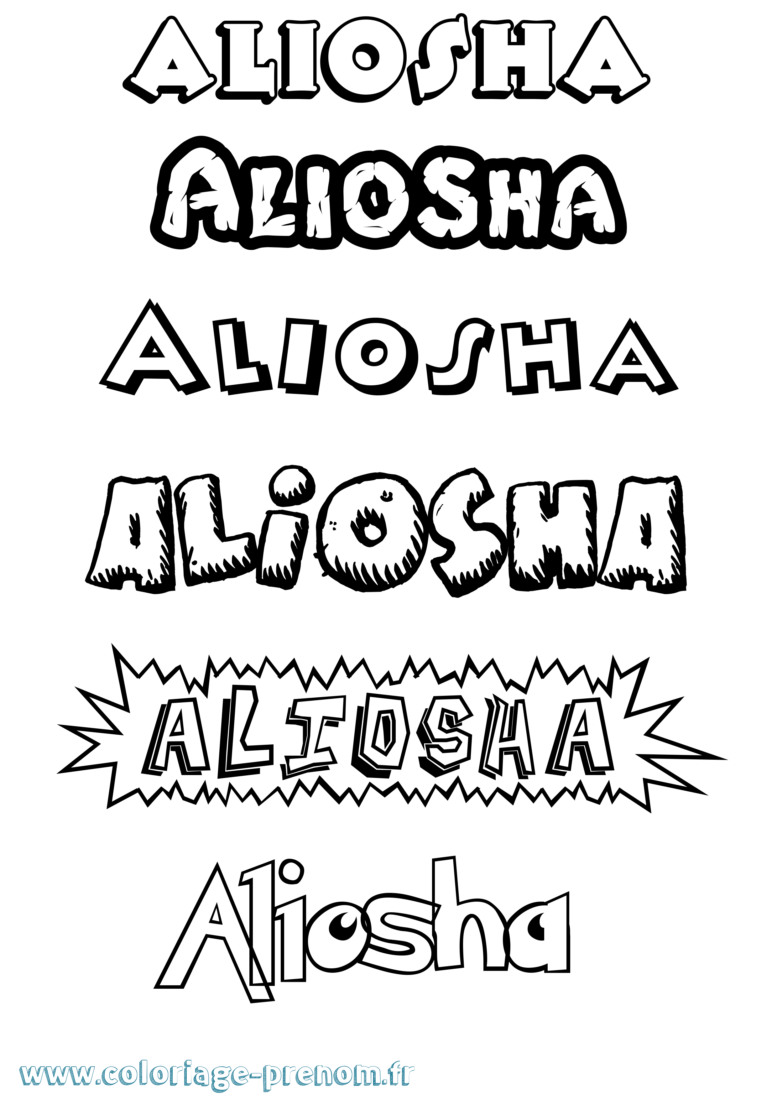 Coloriage Aliosha Dessin Animé Coloriage prénom Aliosha Dessin Animé