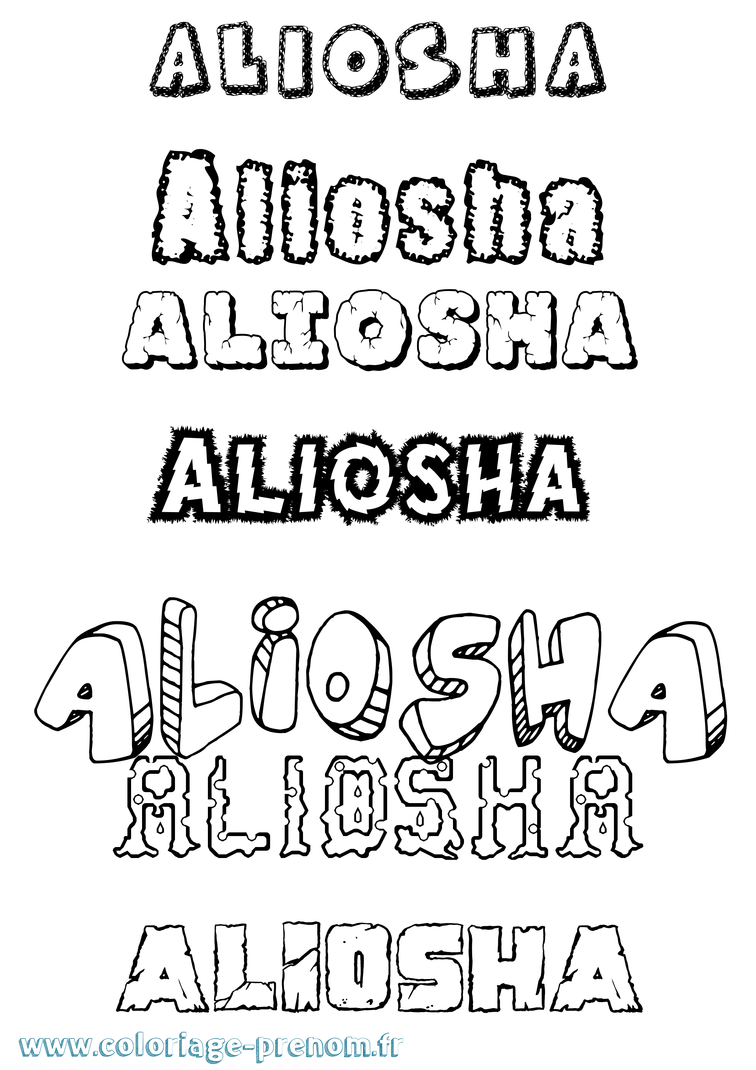 Coloriage Aliosha Destructuré Coloriage prénom Aliosha Destructuré