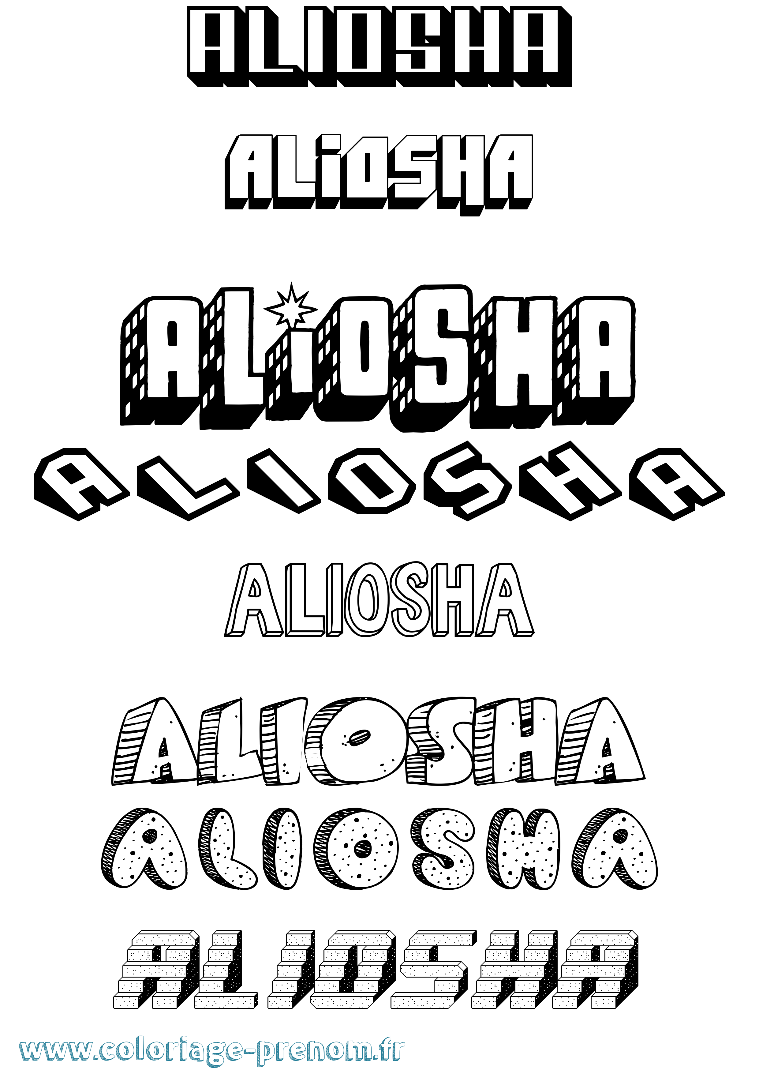 Coloriage Aliosha Effet 3D Coloriage prénom Aliosha Effet 3D
