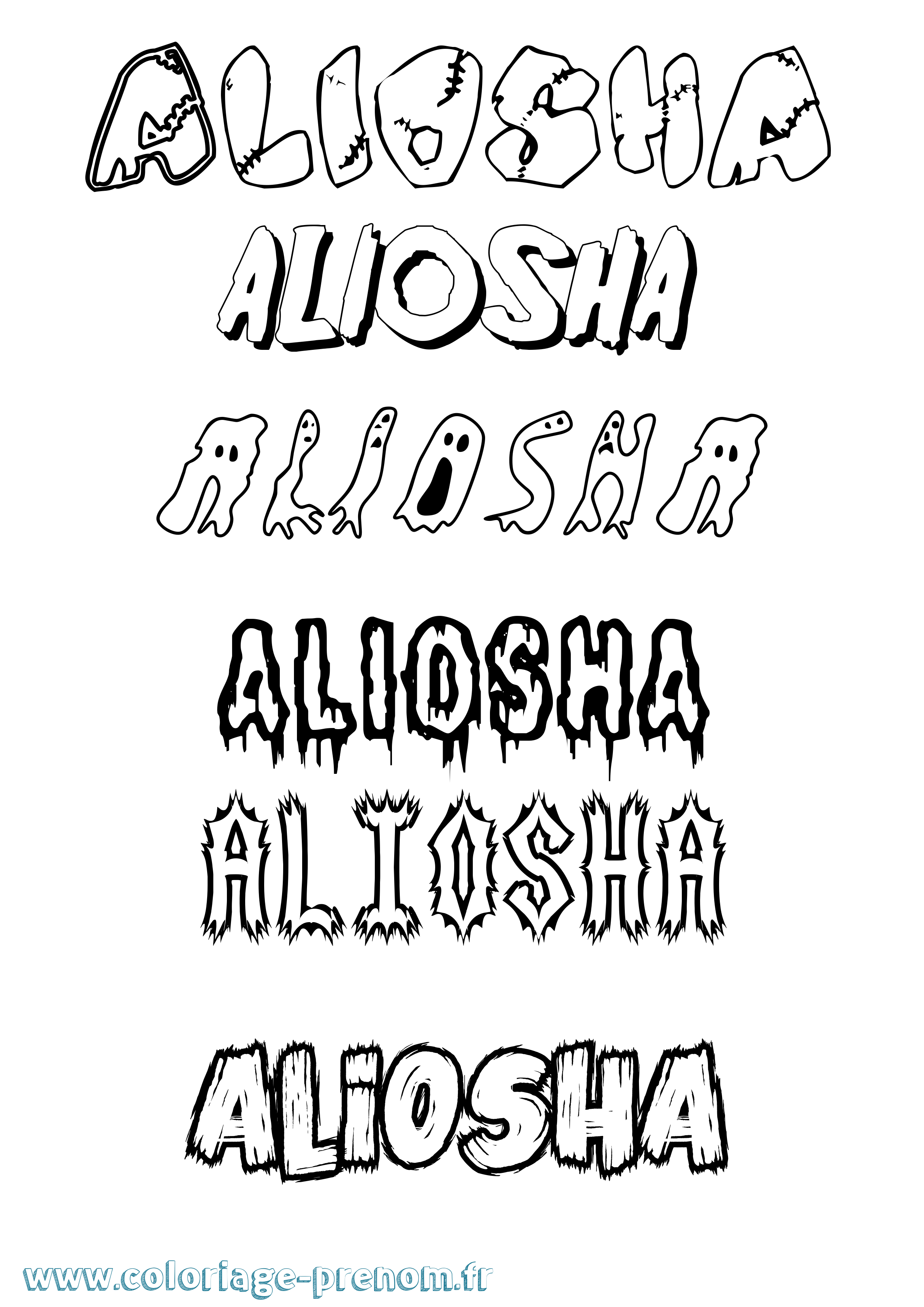 Coloriage Aliosha Frisson Coloriage prénom Aliosha Frisson