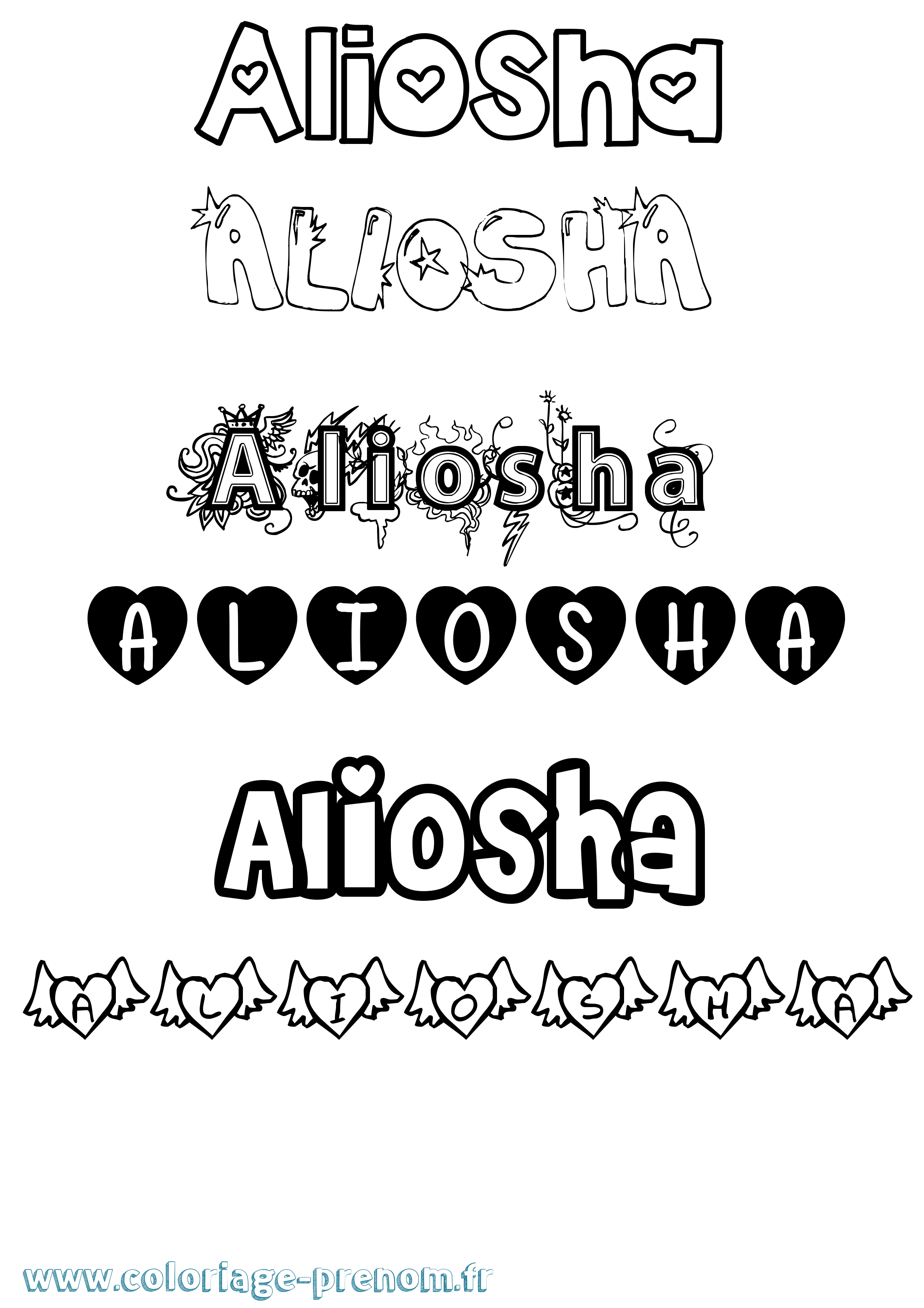 Coloriage Aliosha Girly Coloriage prénom Aliosha Girly