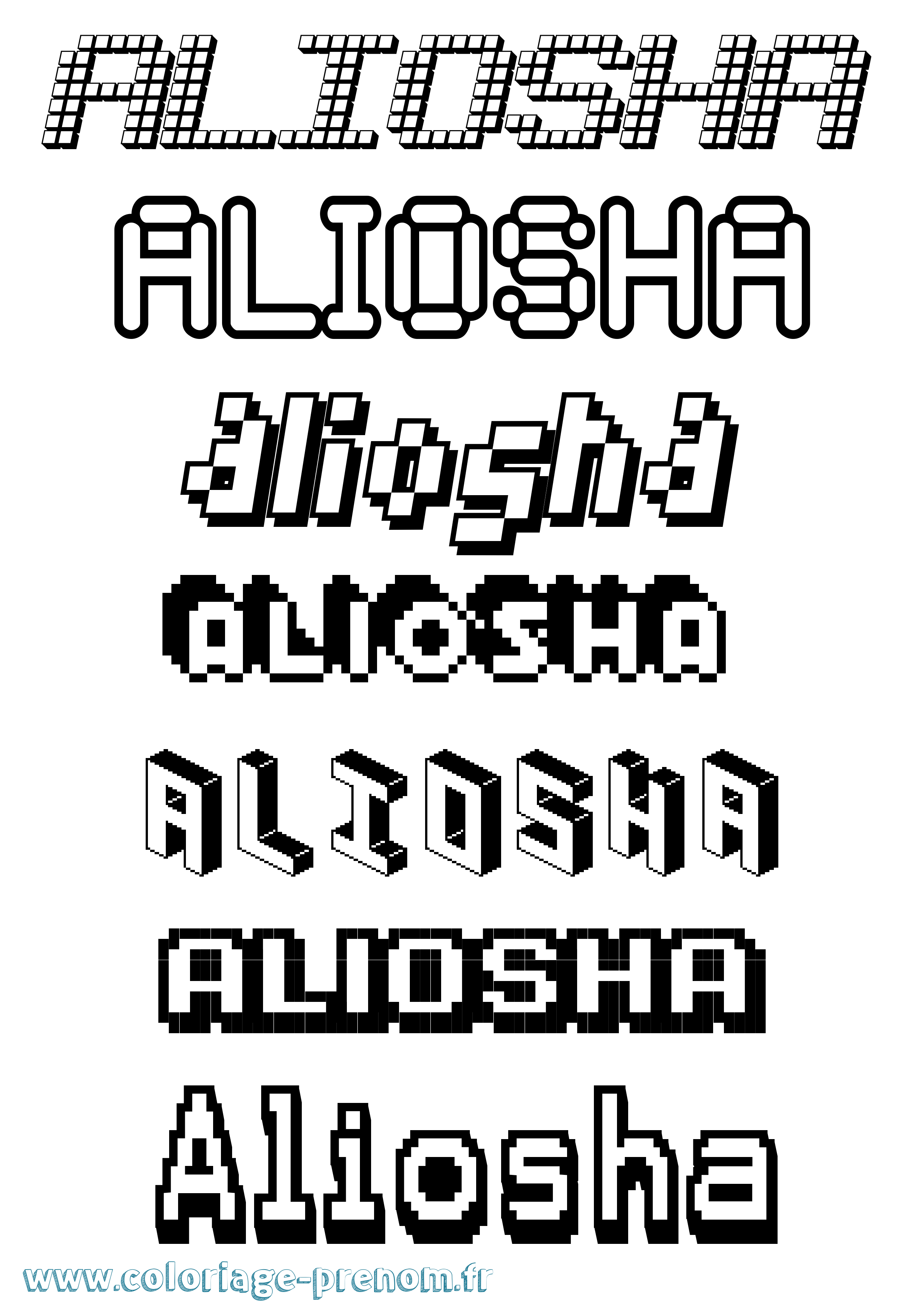 Coloriage Aliosha Pixel Coloriage prénom Aliosha Pixel