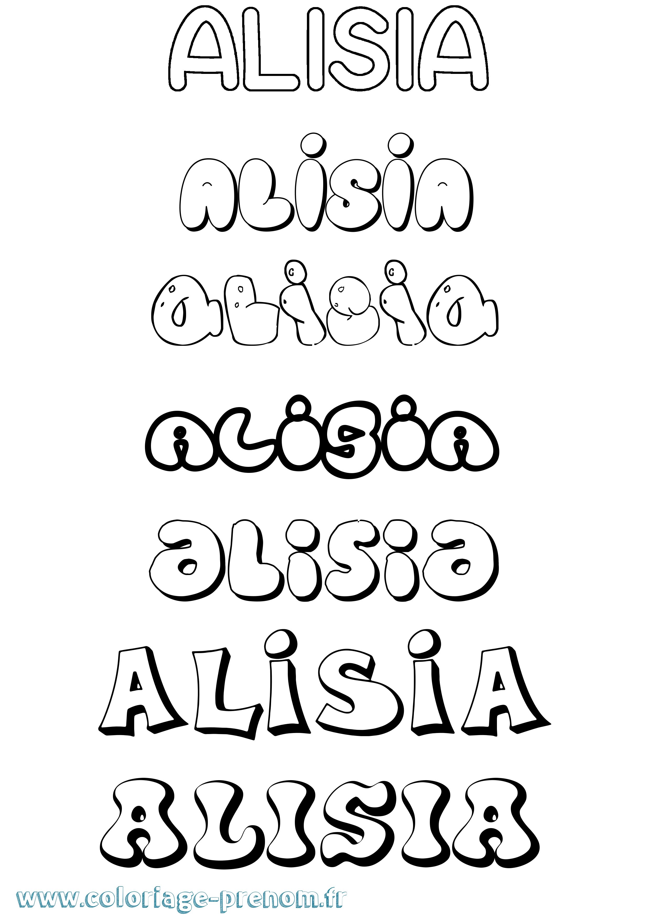 Coloriage Alisia Bubble Coloriage prénom Alisia Bubble