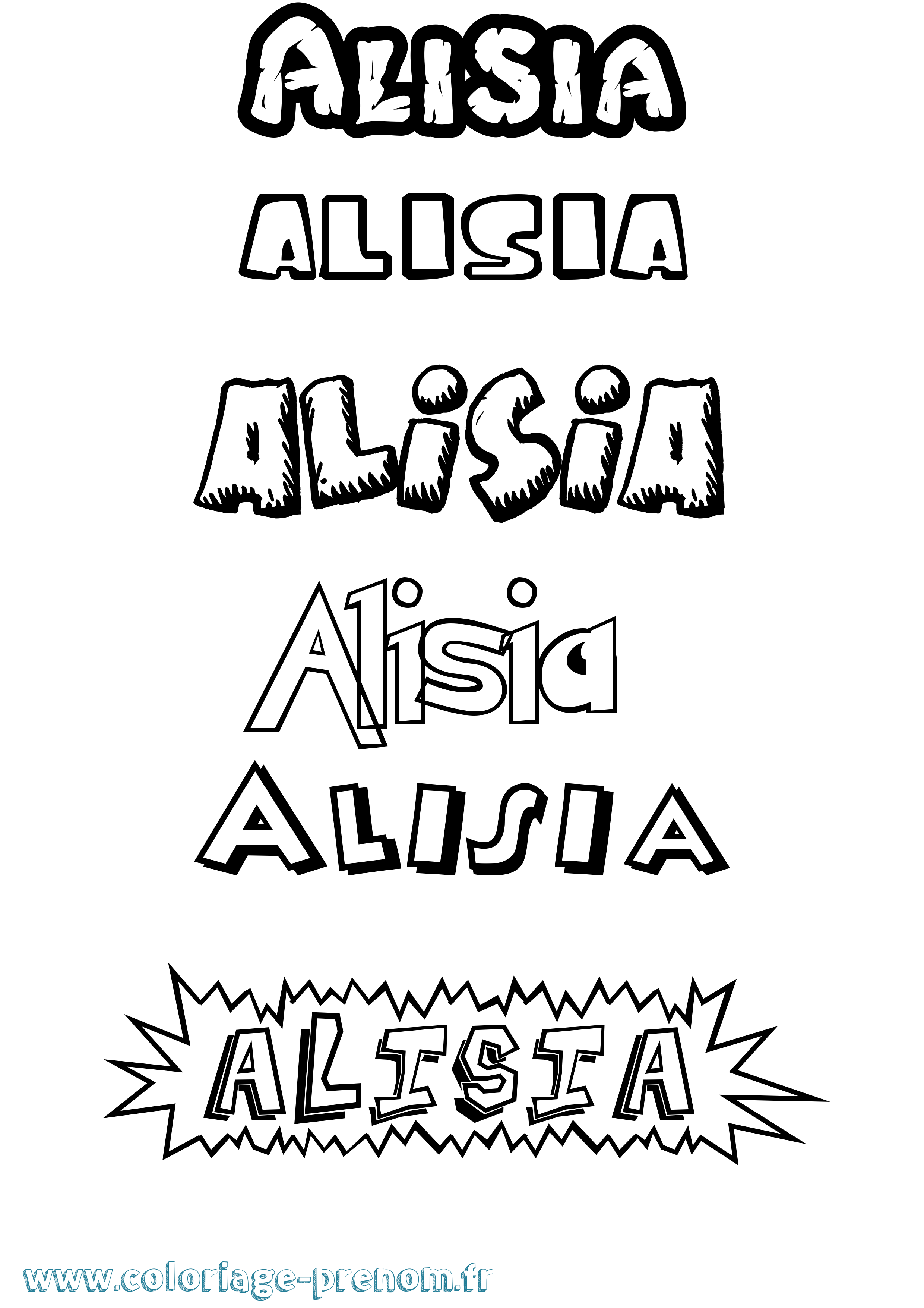 Coloriage Alisia Dessin Animé Coloriage prénom Alisia Dessin Animé