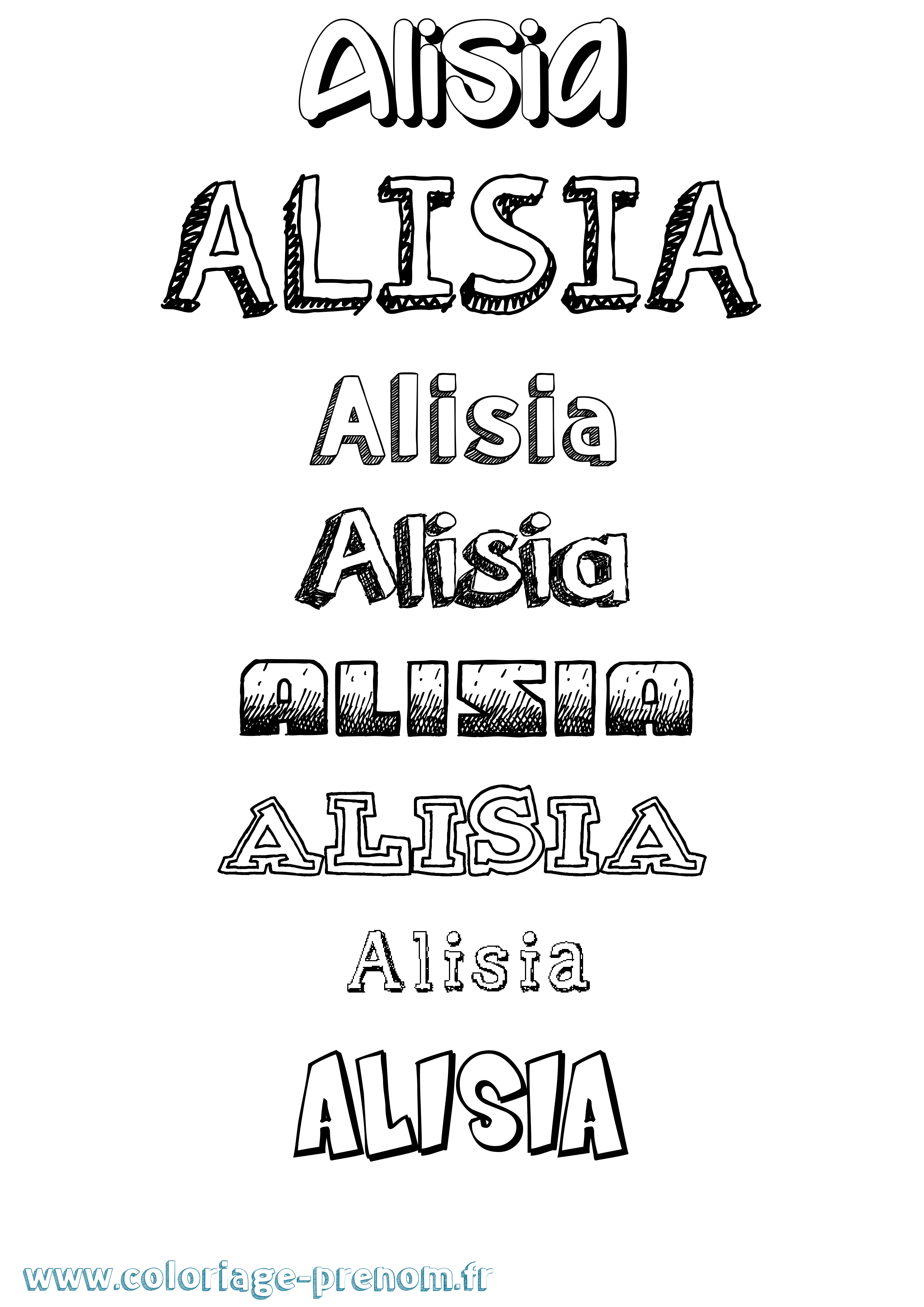 Coloriage Alisia Dessiné Coloriage prénom Alisia Dessiné