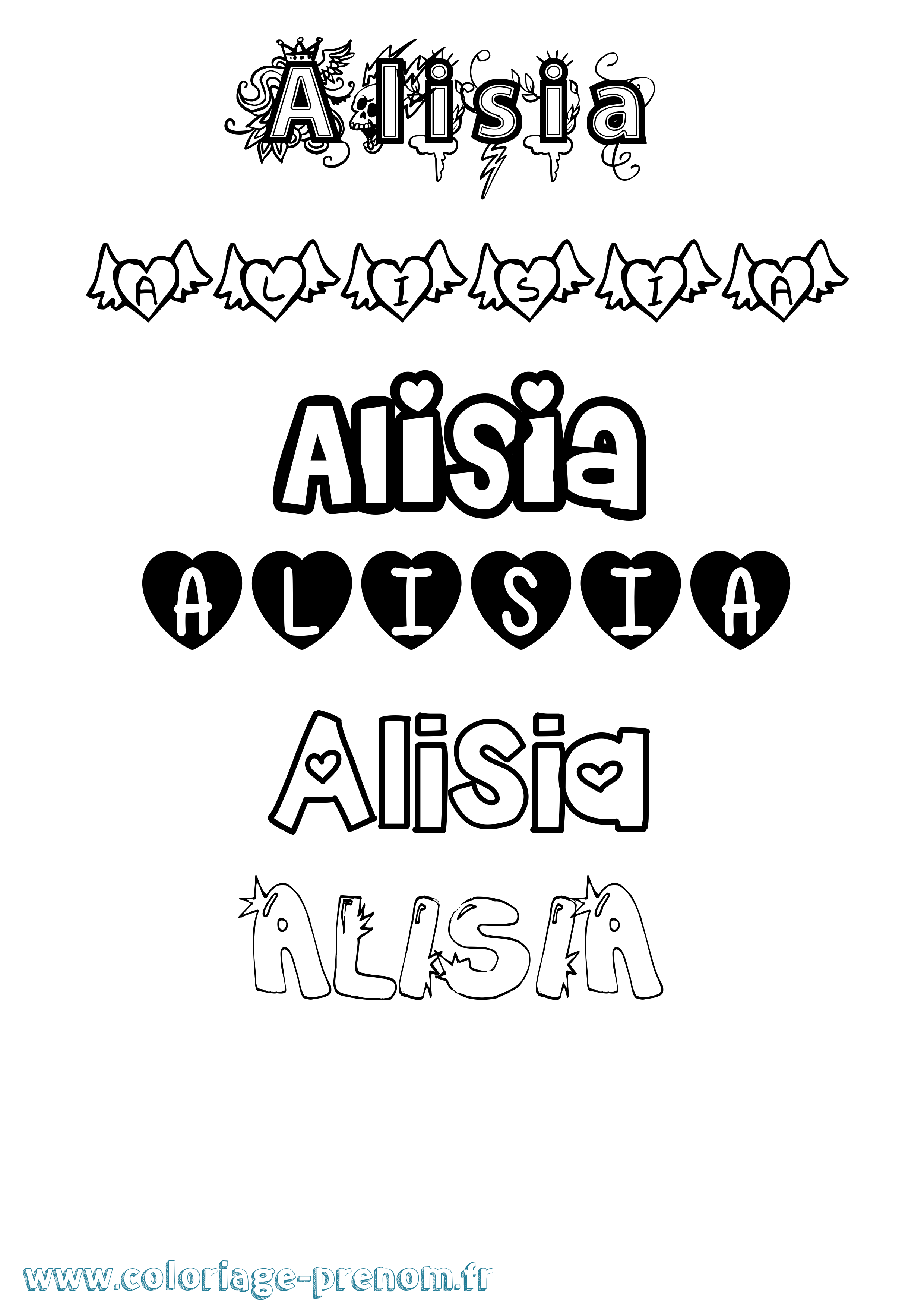 Coloriage Alisia Girly Coloriage prénom Alisia Girly
