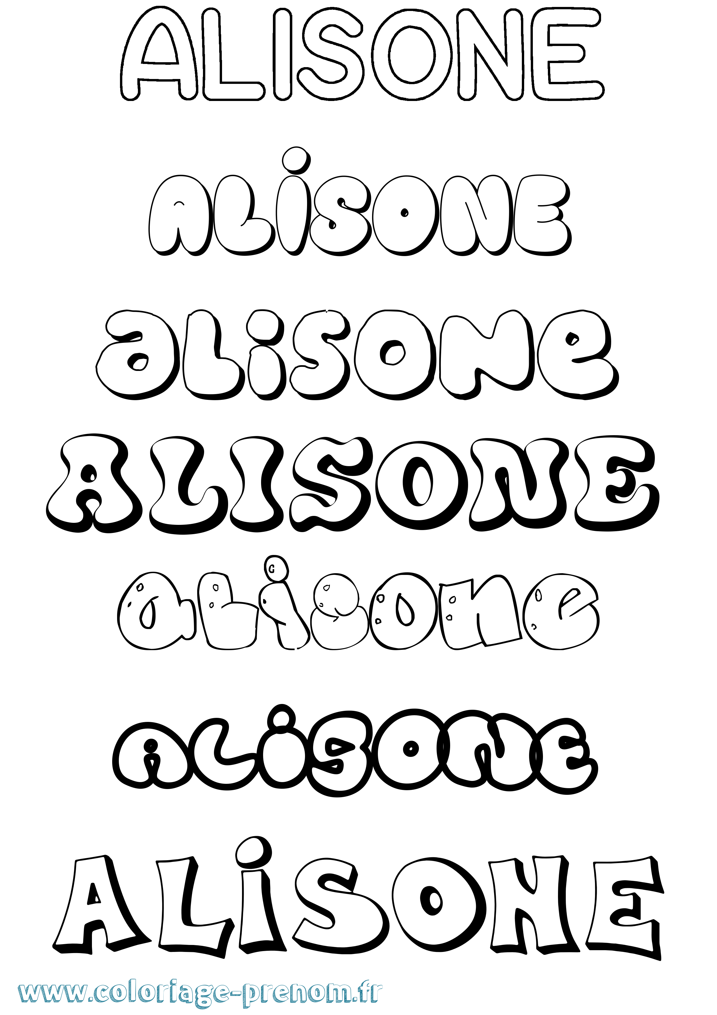 Coloriage Alisone Bubble Coloriage prénom Alisone Bubble