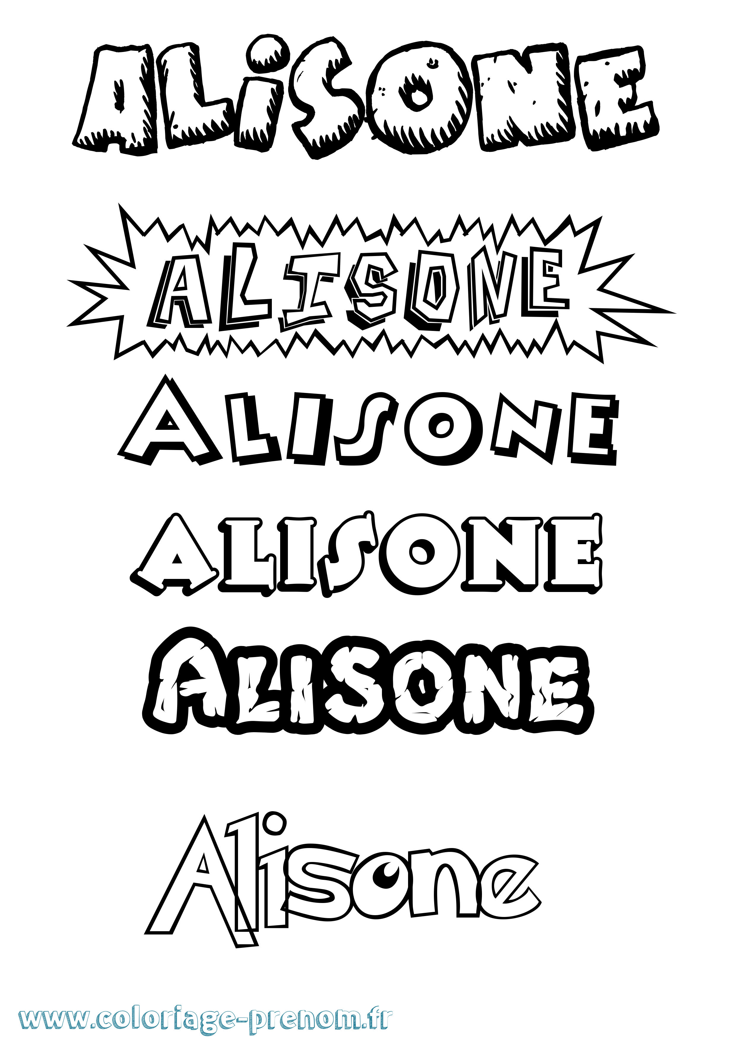 Coloriage Alisone Dessin Animé Coloriage prénom Alisone Dessin Animé